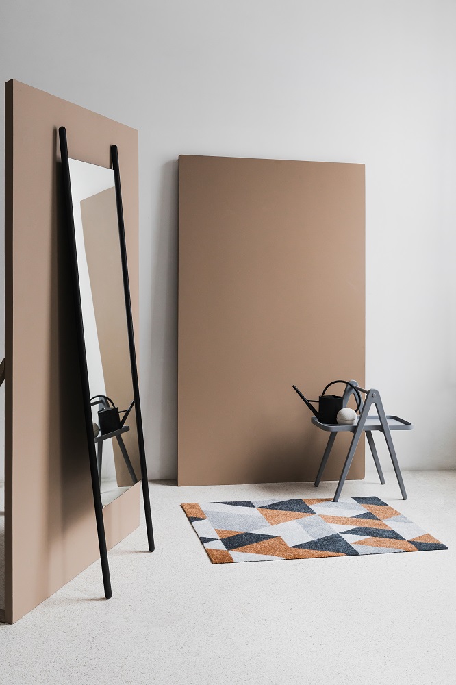 Blåne Heymat Fußmatte mit geometrischem Muster für Innen und Außen, Größe 85x115 cm.