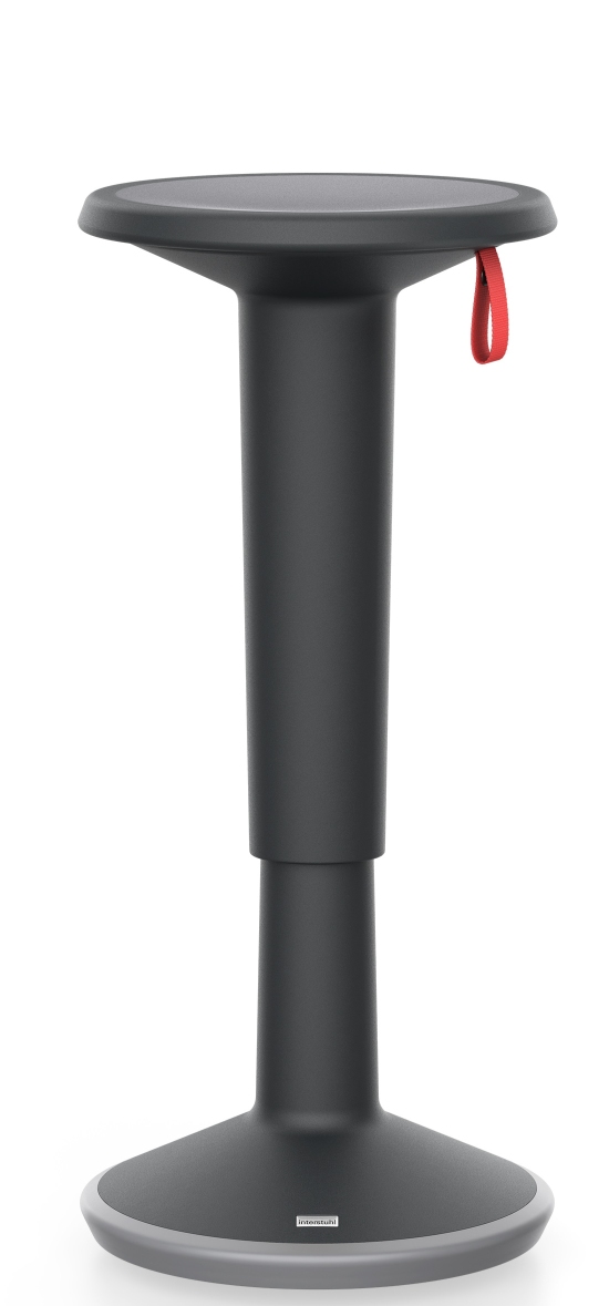 Schwarzer Interstuhl UPis1 110U Stehhocker für ergonomisches, aktives Sitzen im Büro oder Homeoffice.