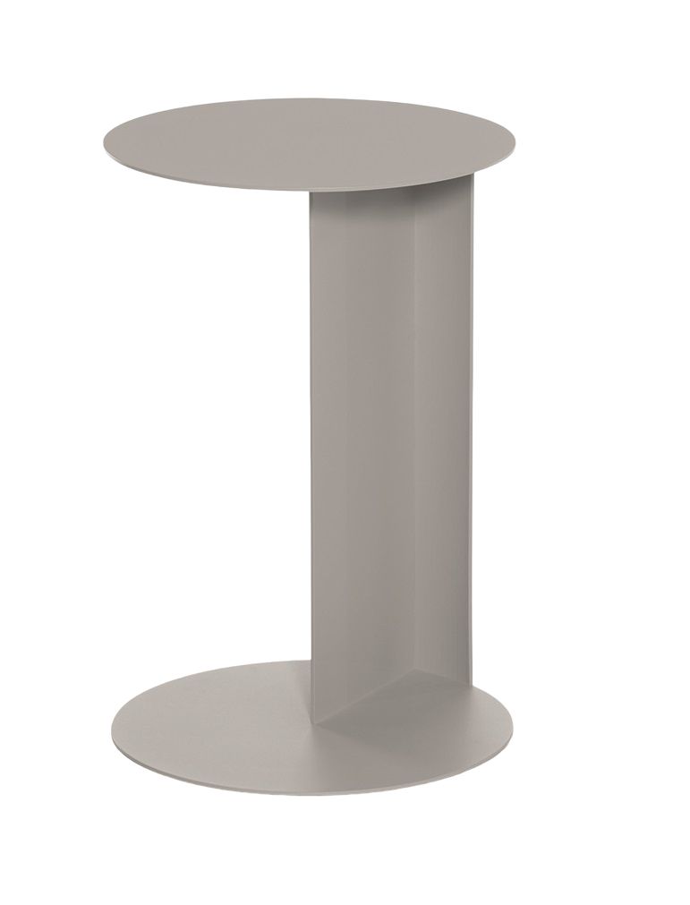 Grauer TO Side table Beistelltisch Plank: Moderner, minimalistischer Beistelltisch mit runder Tischplatte und Fuß in Grau.