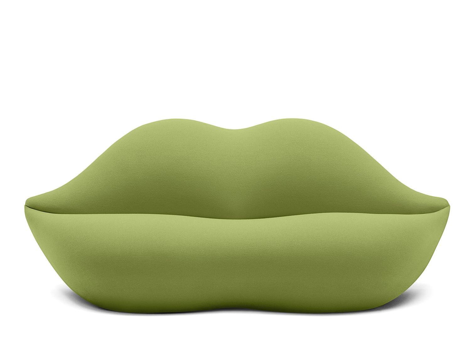 Grünes Bocca Sofa in Lippenform von Gufram, modernes Designmöbel für Wohnzimmer.