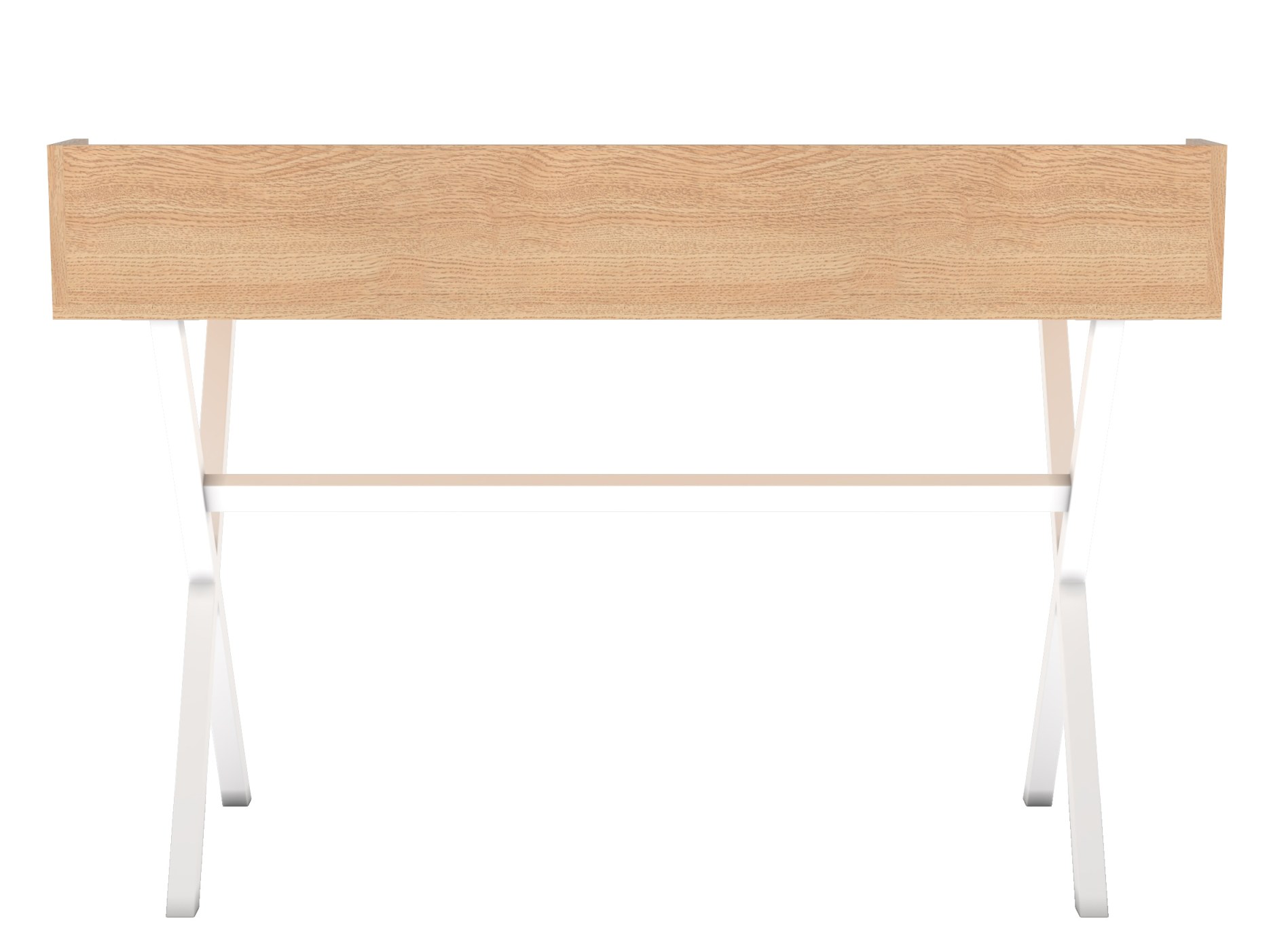 Hyppolite Sekretär mit weißem Gestell: Moderner Schreibtisch mit Holzplatte und minimalistischem Design.