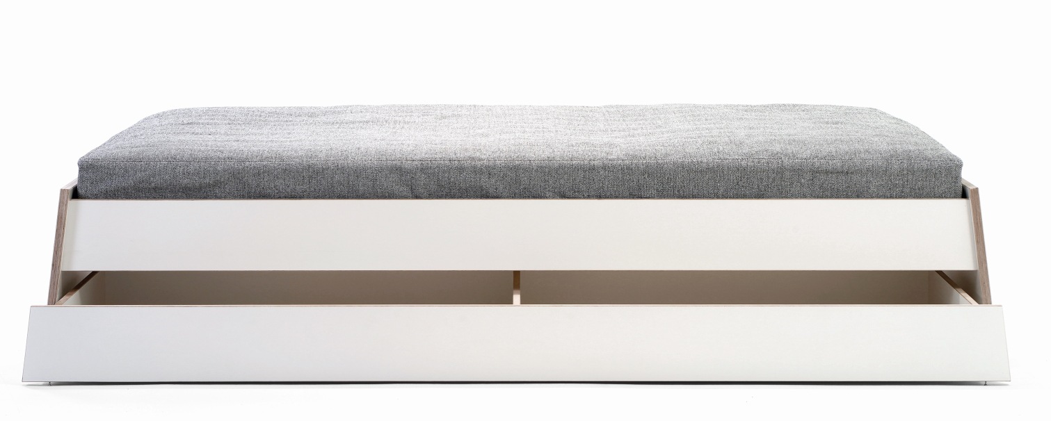 Bettkasten Schublade für Stockholm Bett, Richard Lampert, Blend Birke Weiß, Stauraum für Schlafzimmer.