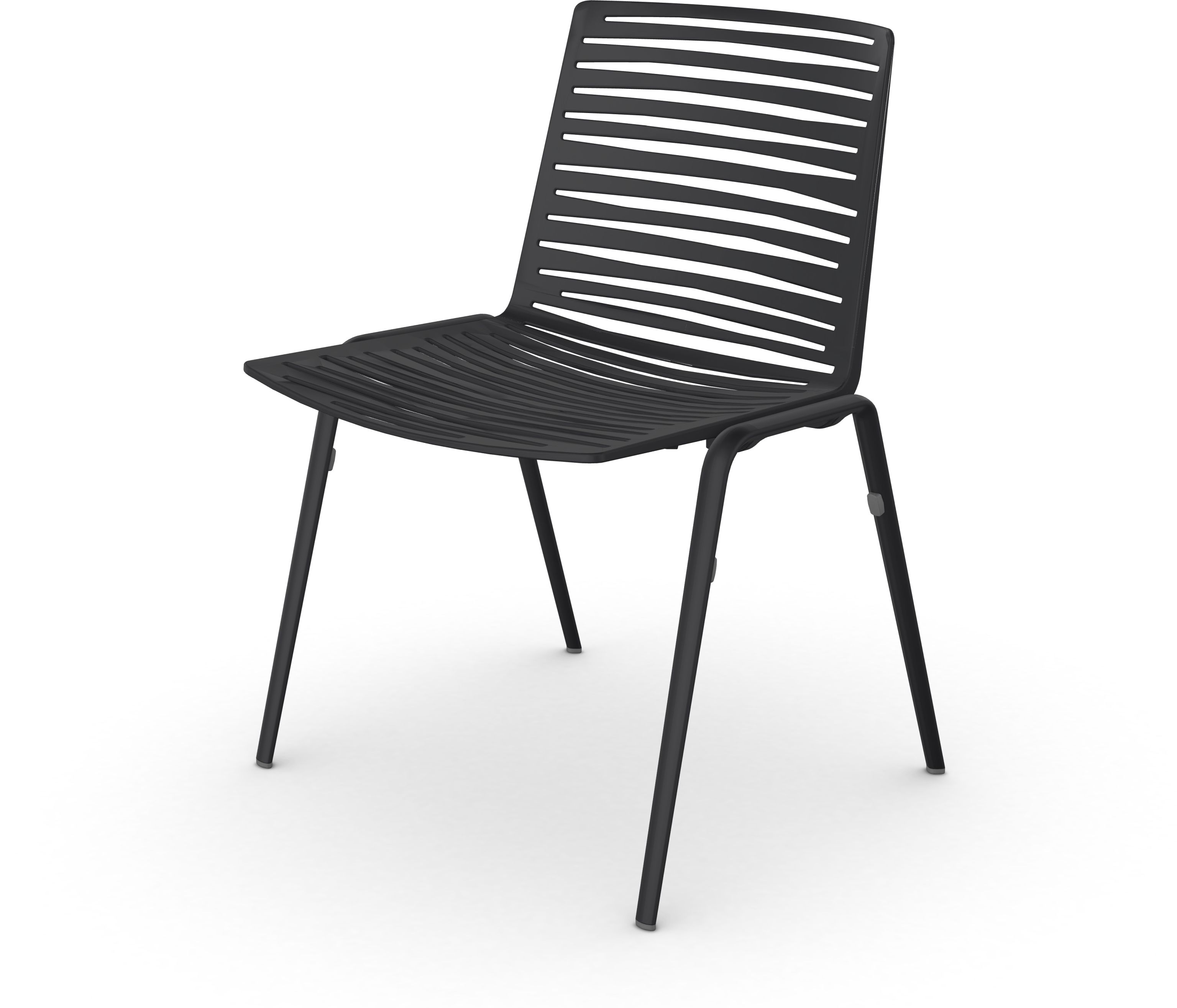 Schwarzer Zebra Outdoor Stuhl Fast mit Lamellenstruktur für Garten, Terrasse und Balkon.