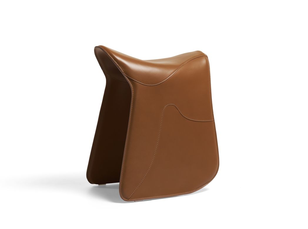 Brauner Pepe Sitzhocker von Opinion Ciatti aus Leder, moderner Hocker für Wohnzimmer.