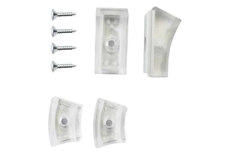 Bild von transparenten Teflon Gleitern für Freischwinger Stühle, inklusive Schrauben zur Befestigung.