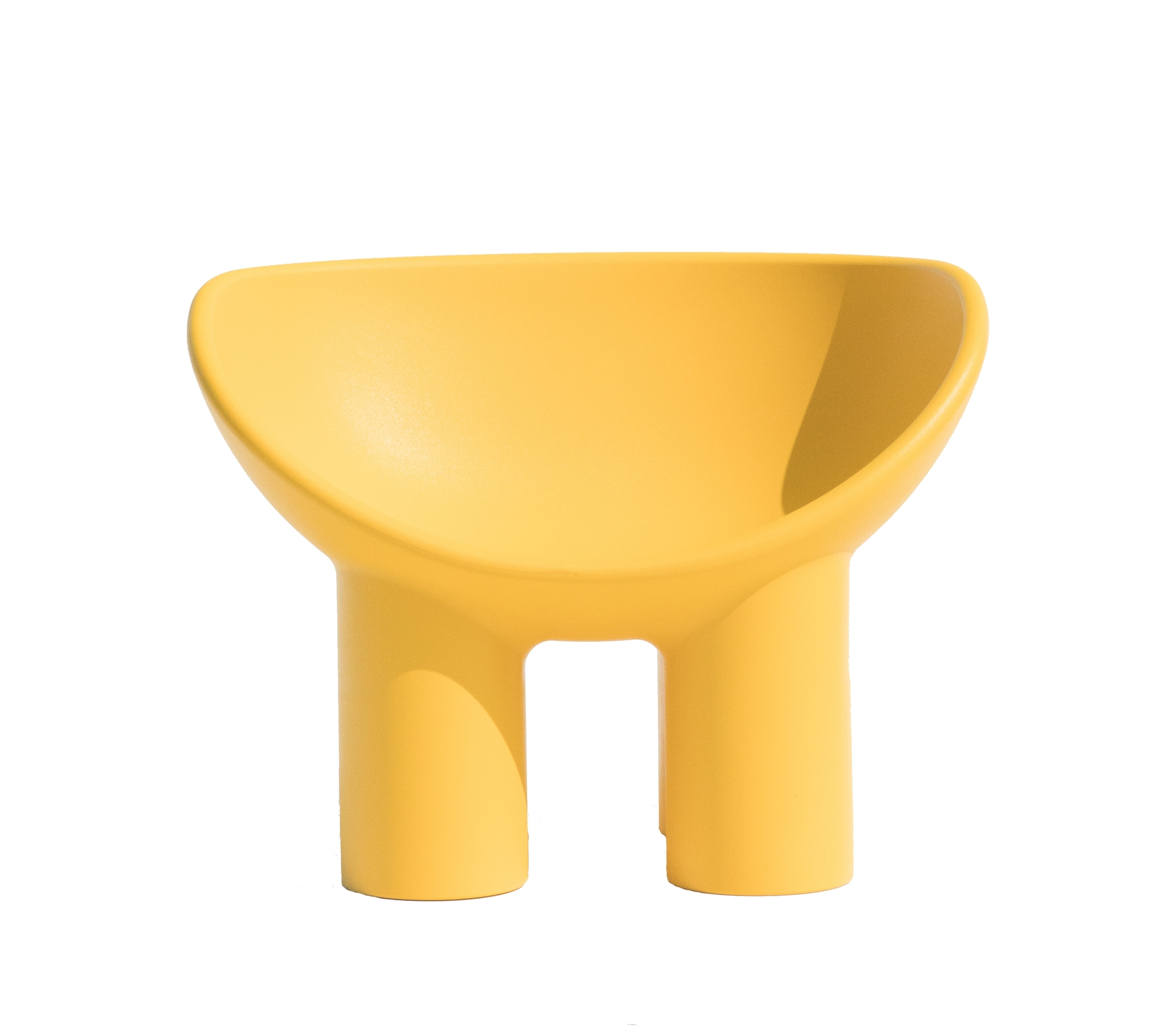 Gelber Roly Poly Sessel von Driade, moderner Design Stuhl für Wohnzimmer und Garten.