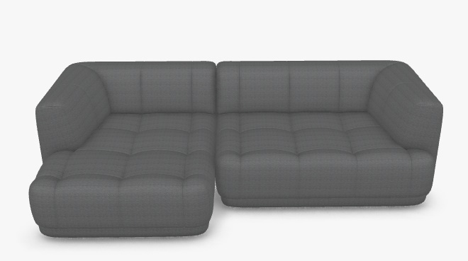 Graues Quilton Sofa mit Lounge-Element, modernes Design und bequemer Polsterung für Wohnzimmer.