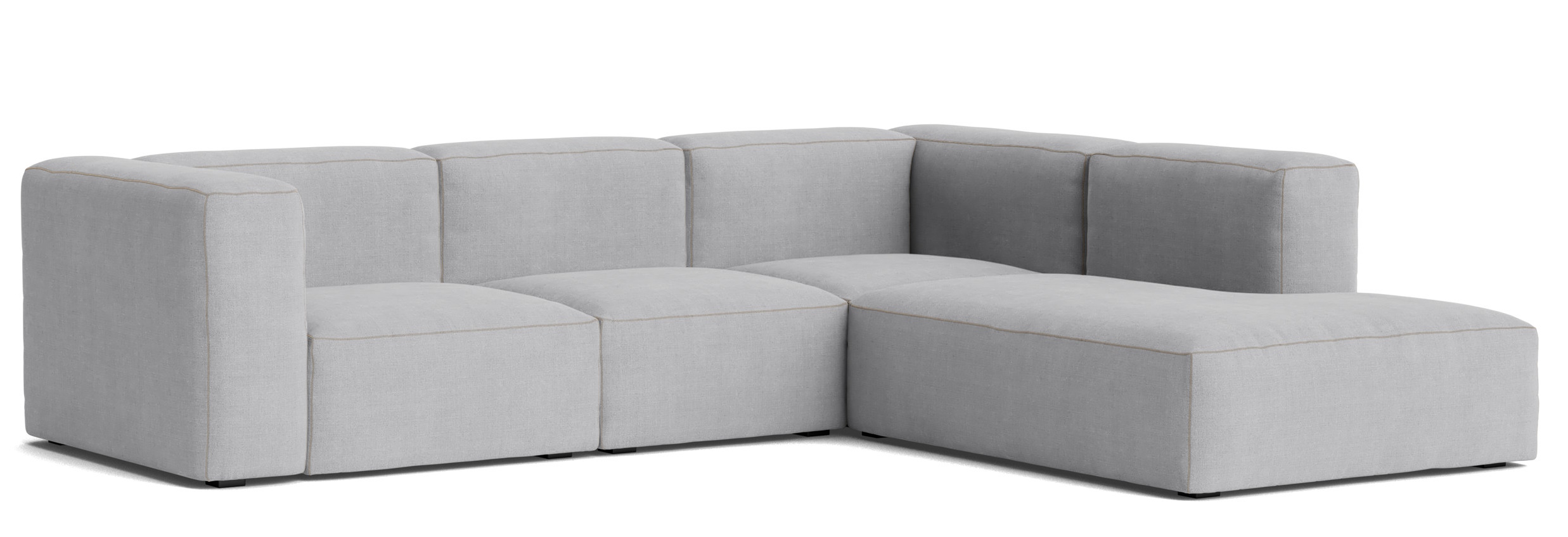 Helles Ecksofa "Mags Soft Sofa" von Hay mit Armlehne rechts, modernes Wohnzimmer Design.