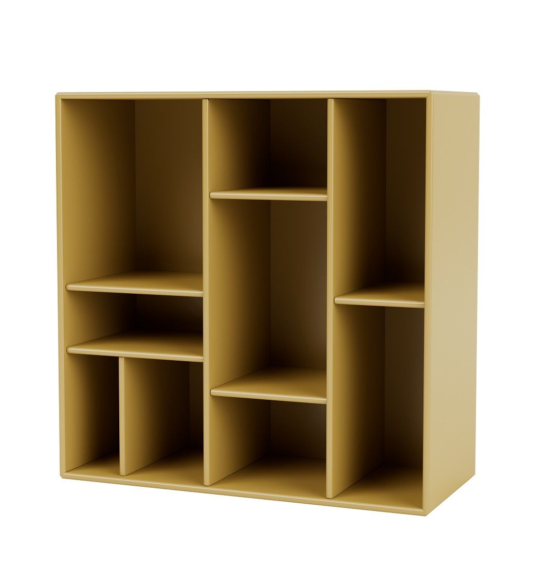 Goldenes Compile Wandregal von Montana QUICK SHIP mit Fächern für Bücher und Dekoration.