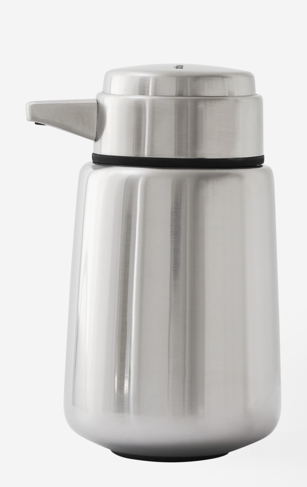 Edelstahl Seifenspender von Vipp, modernes Design für Bad und Küche, hygienisch und langlebig.