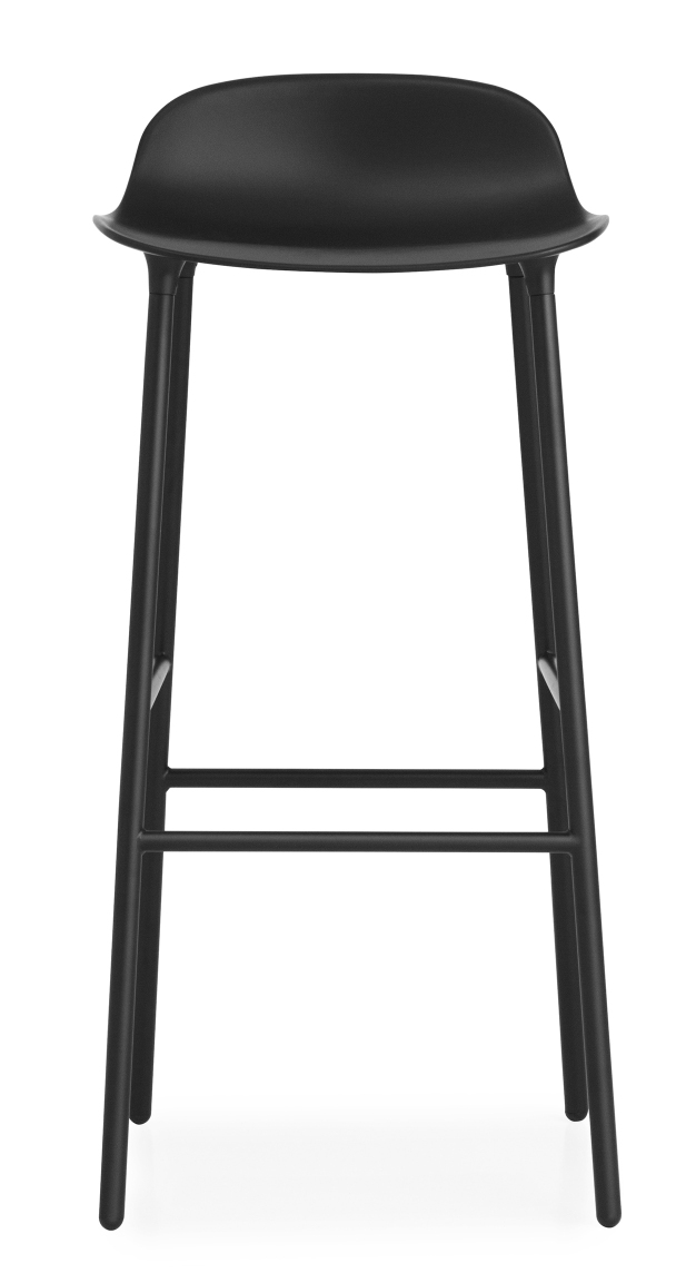 Schwarzer Form Barstool Barhocker von Normann Copenhagen, H 75 cm, Stahlgestell, moderne Sitzmöbel.
