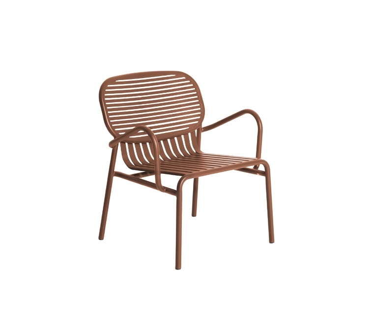 Week-End Garden Armchair Sessel Petite Friture Terrakotta, moderner Outdoor Sessel aus Metall mit Armlehnen.