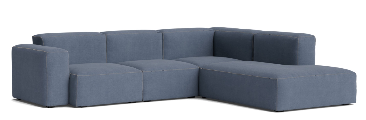 Mags Soft Sofa Corner Combination 2 low Armrest rechts Hay Stoff Linara 198 mit Beige Naht