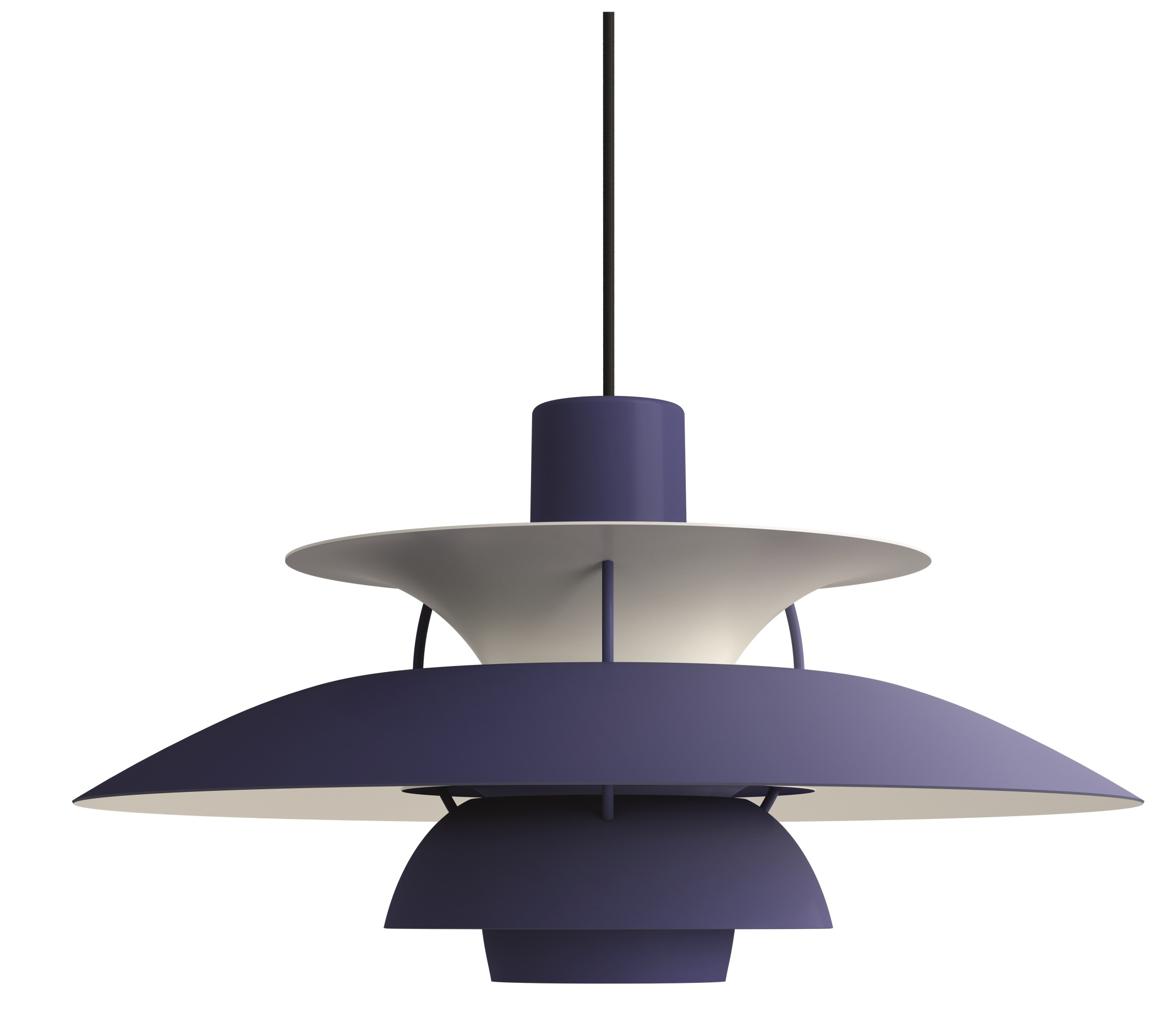 PH 5 Pendelleuchte in Dusty Indigo von Louis Poulsen, moderne Designerlampe für Wohnzimmer und Esszimmer.