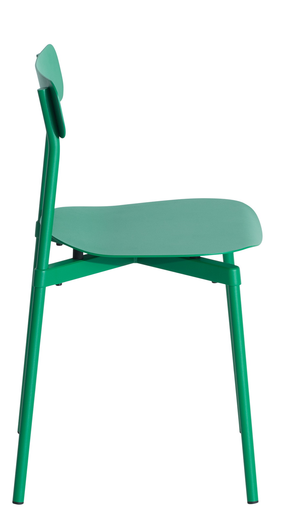 Seitenansicht des Fromme Chair Stuhls in Mintgrün von Petite Friture. Moderner Designstuhl für Esszimmer und Büro.