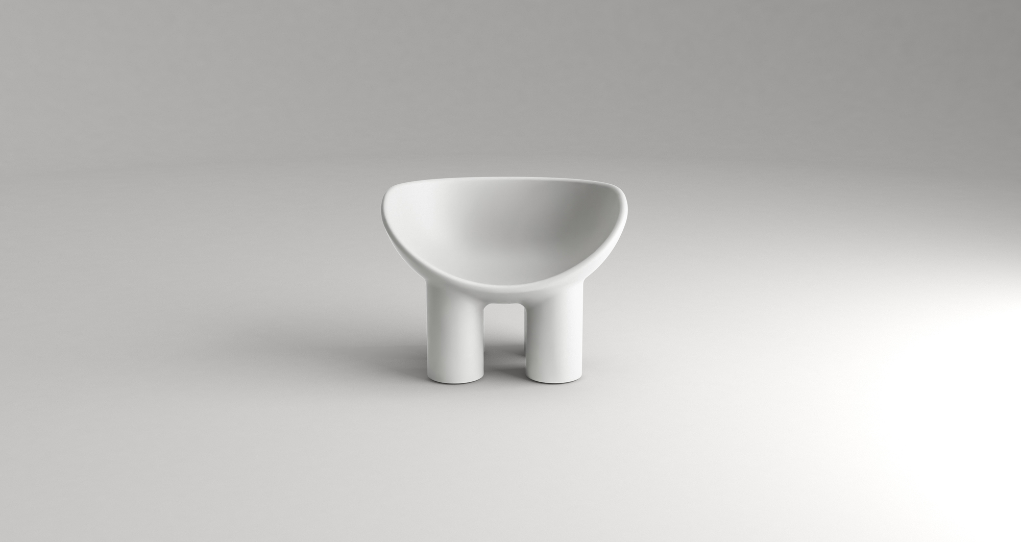 Weißer Roly Poly Sessel von Driade, moderner Design Stuhl mit runder Sitzschale und Füßen.