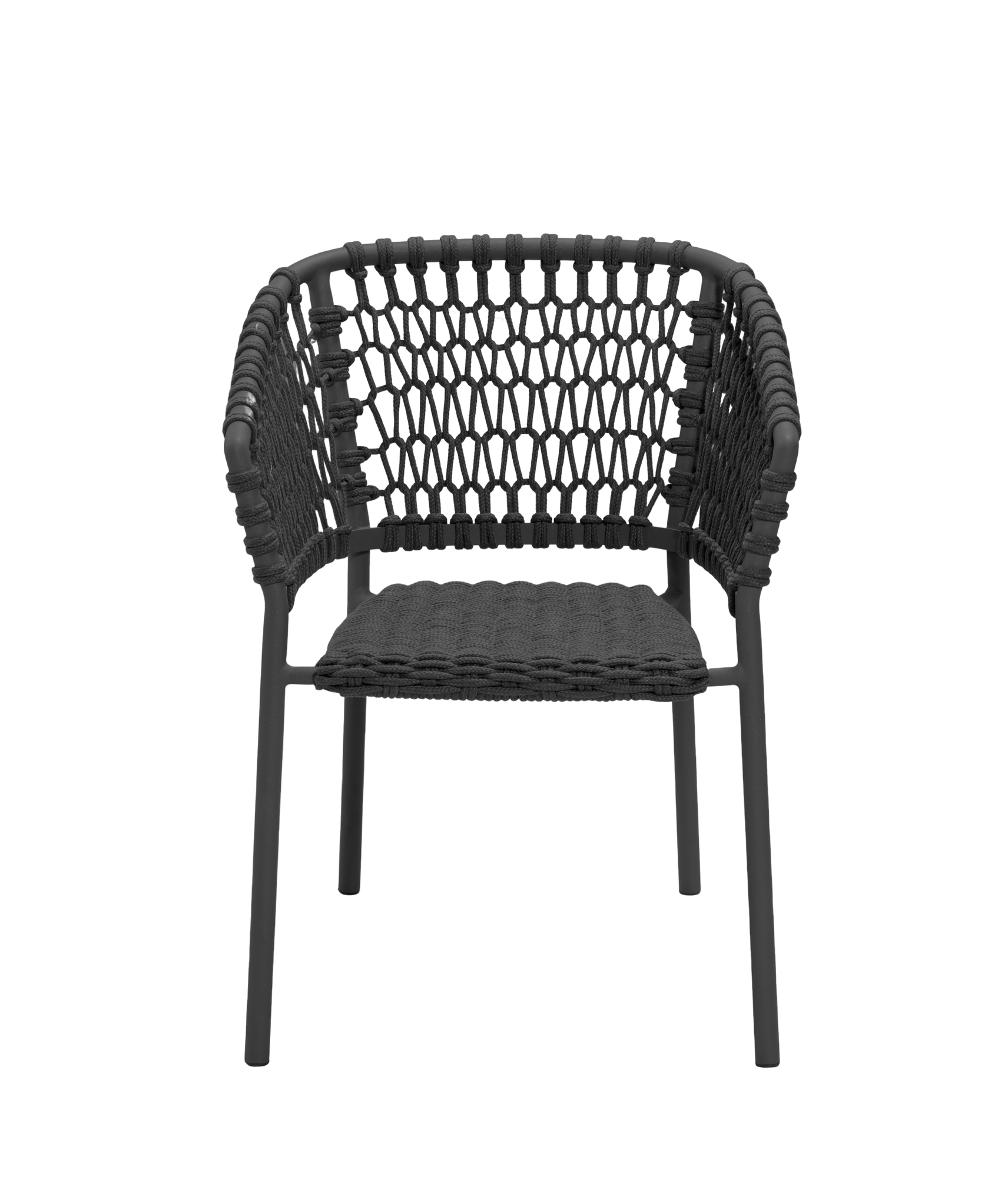 Ocean Outdoor Sessel von Cane-Line, schwarzer Gartensessel mit geflochtener Sitzfläche und Rückenlehne.