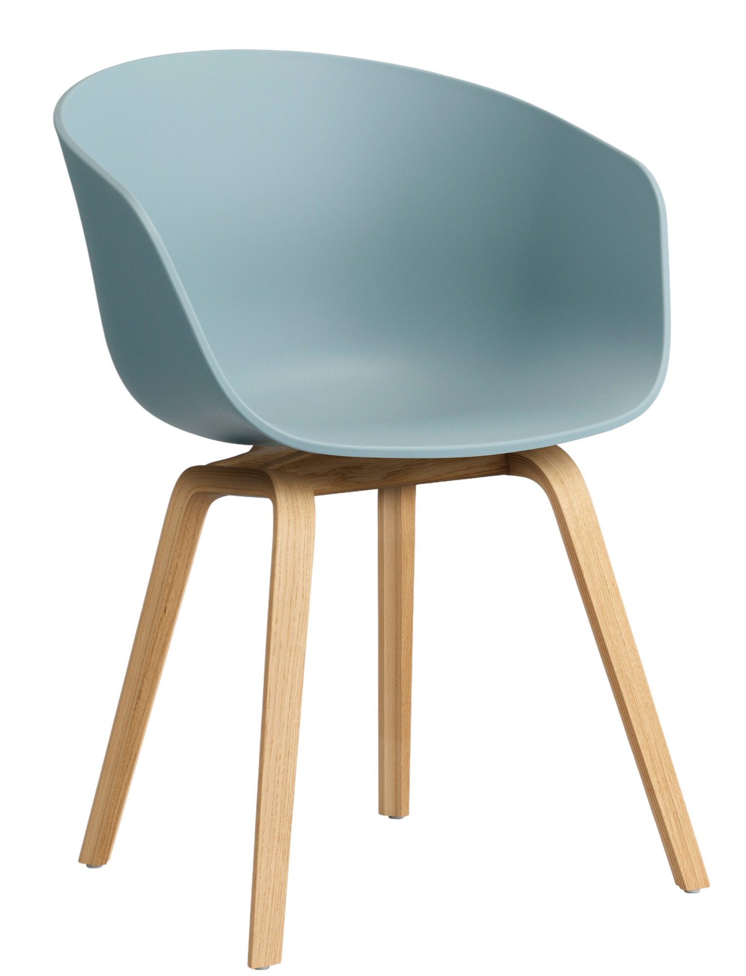 About A Chair AAC22 Stuhl in Dusty Blue mit Eiche Gestell, moderne Sitzmöbel.
