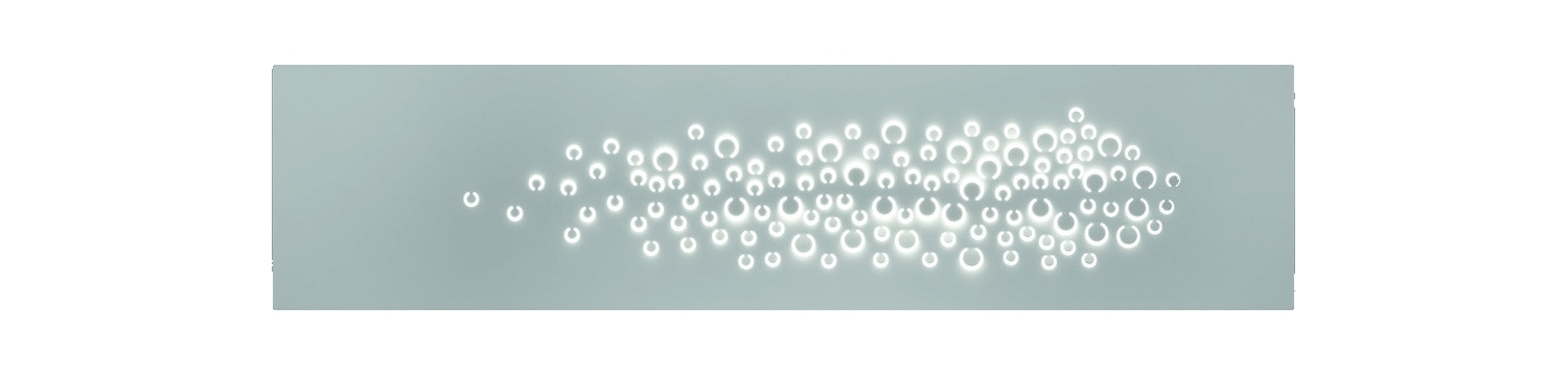 Islet Wandleuchte Weiß von Artemide: Nahaufnahme der modernen Designerlampe mit kreisförmigen Lichtelementen.