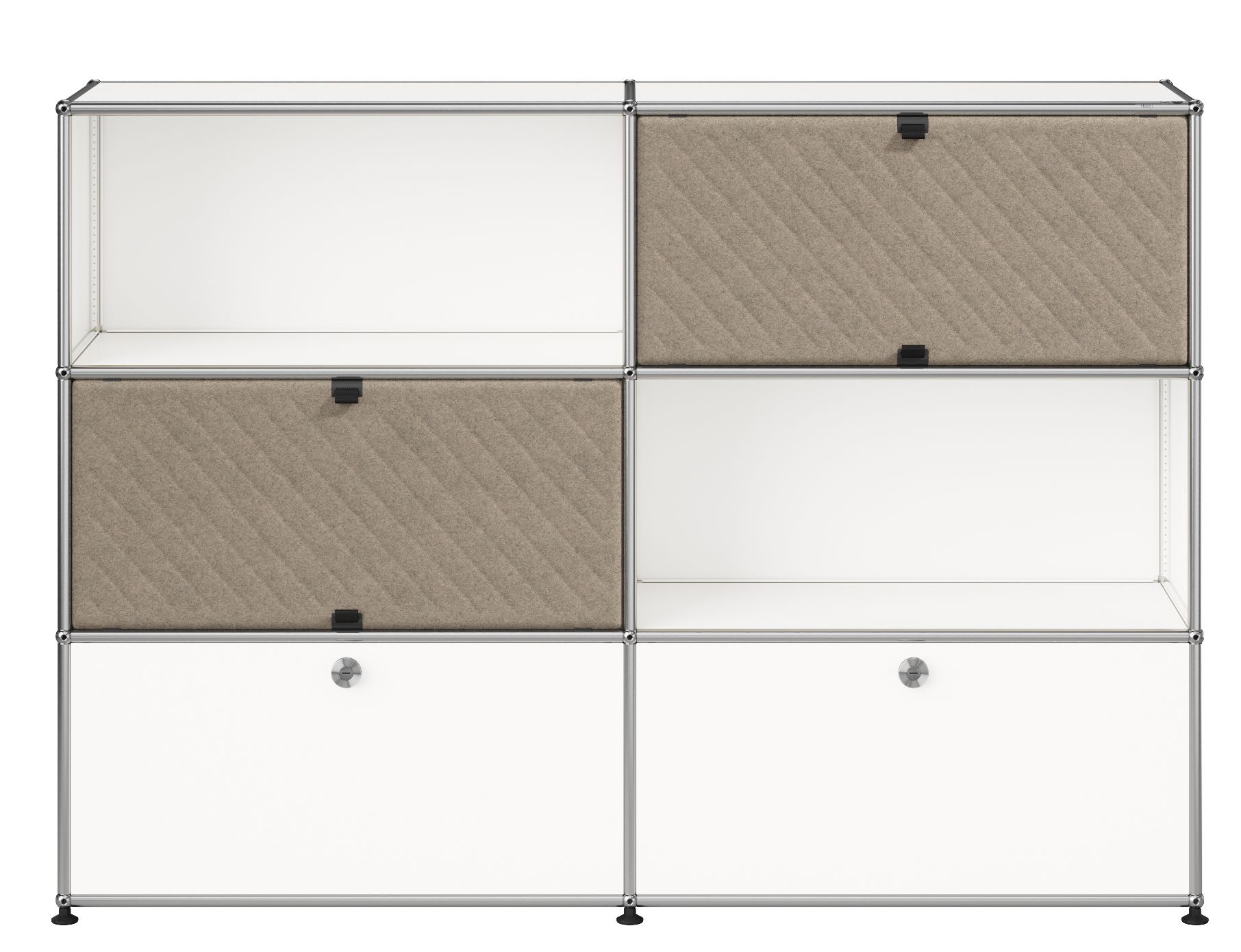 USM Haller Sideboard M66 mit Soft Panels QUICK SHIP Reinweiss-Taupe