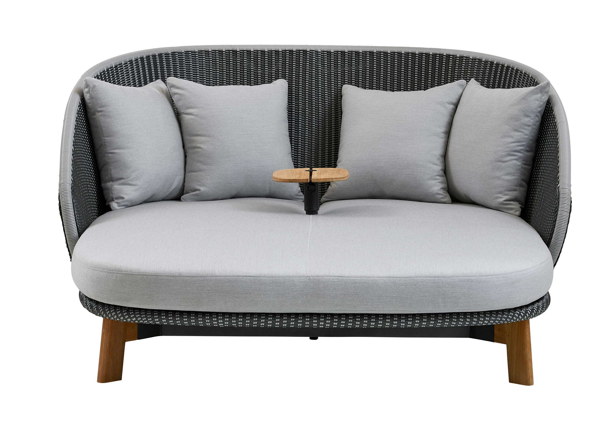 Peacock Outdoor Liege von Cane-Line mit Tisch und Kissen, Gartenmöbel für Terrasse und Balkon.