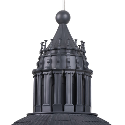 Detailaufnahme der grauen Cupolone Pendelleuchte von Seletti, eine moderne Designlampe im Kuppel-Stil.