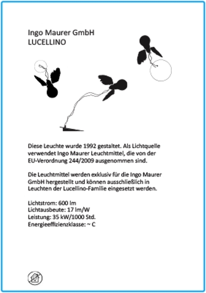 Abbildung der Lucellino Wandleuchte von Ingo Maurer, Designlampe mit geflügelten Glühbirnen.