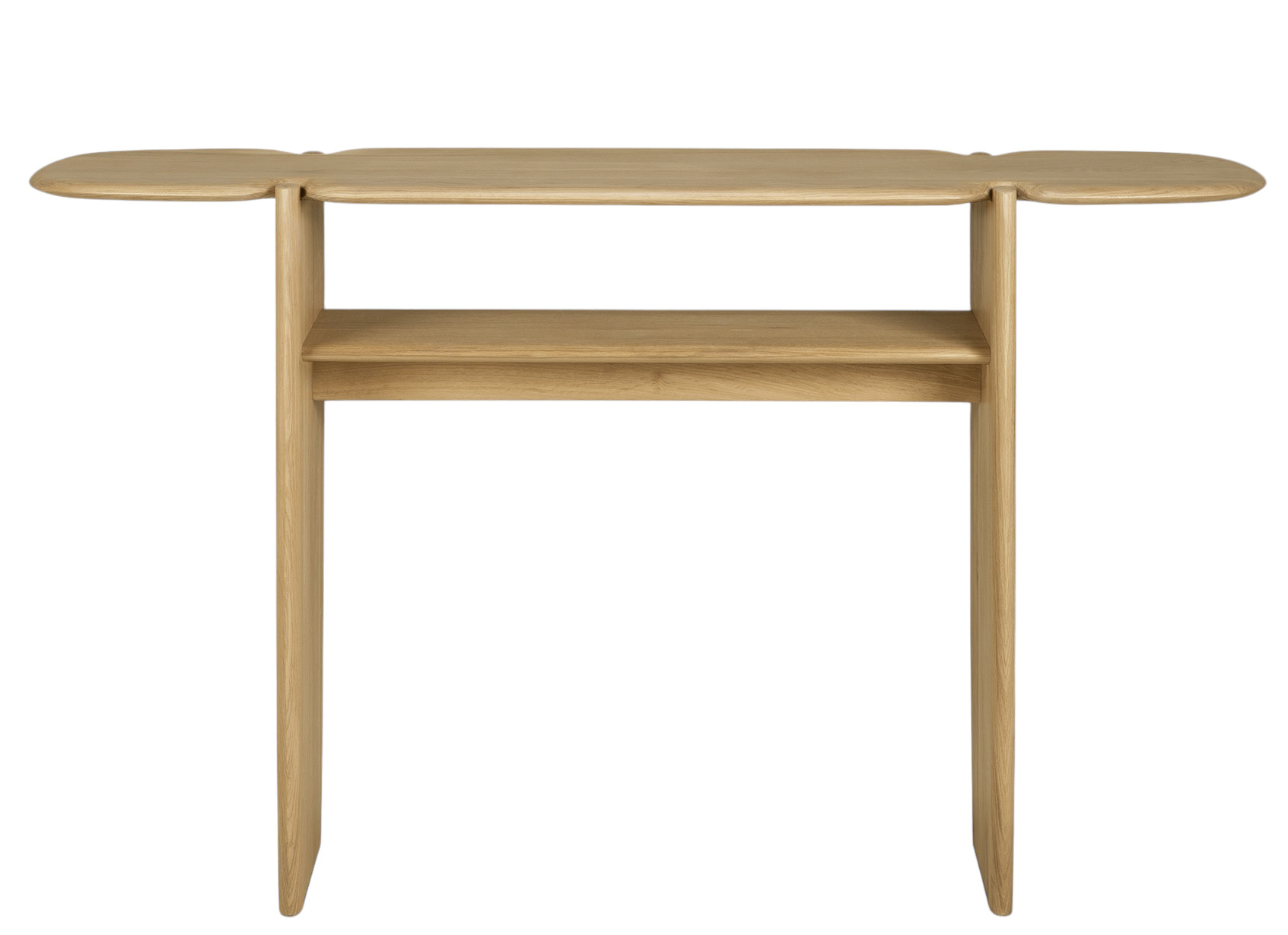 PI Konsole aus Eiche von Ethnicraft mit zwei Ablageflächen, modernes und minimalistisches Design.
