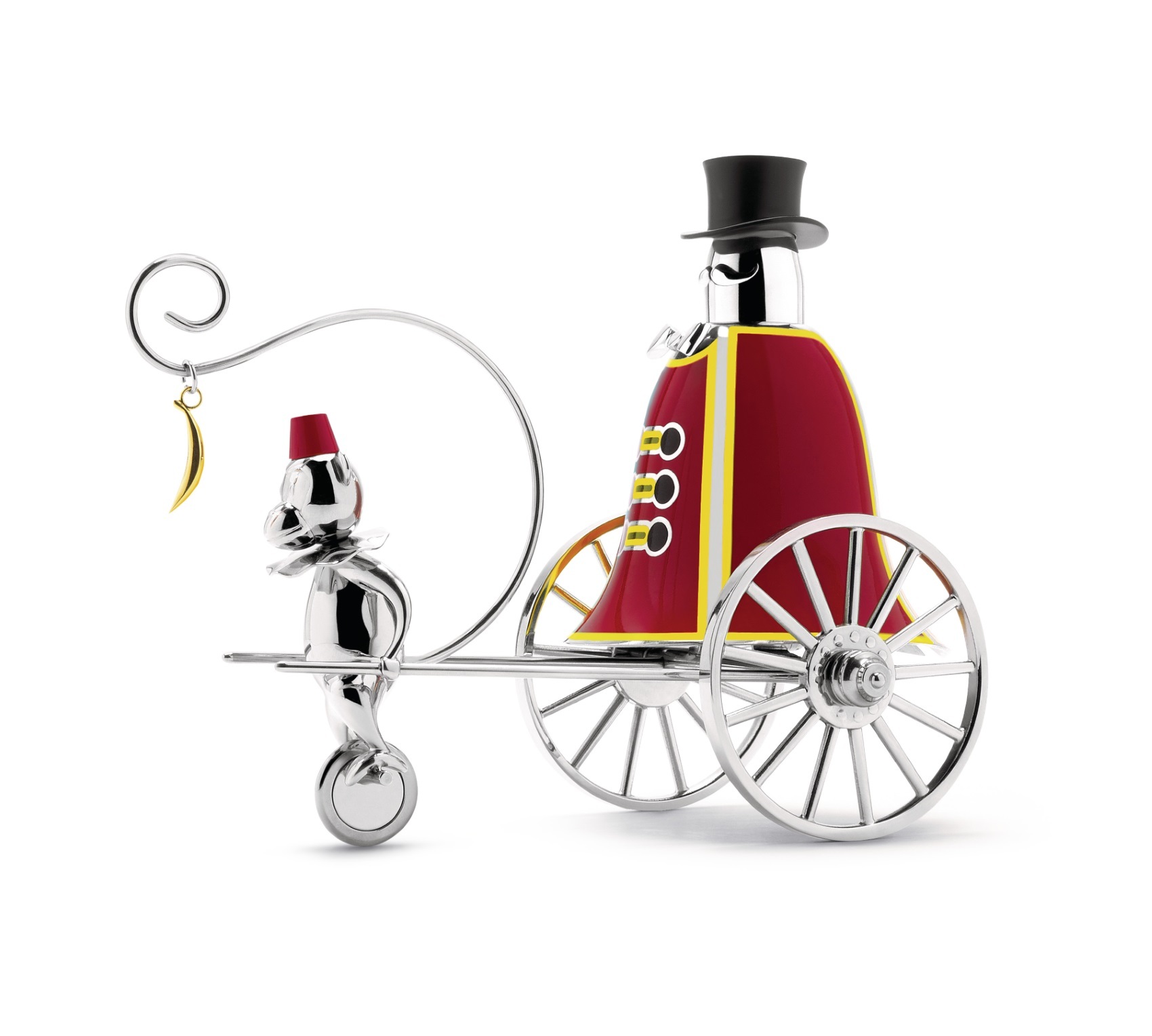 Alessi Circus Tischglocke "The Ringleader" Limited Edition: Verspielte Zirkus-Tischglocke mit Wagen und Figuren.