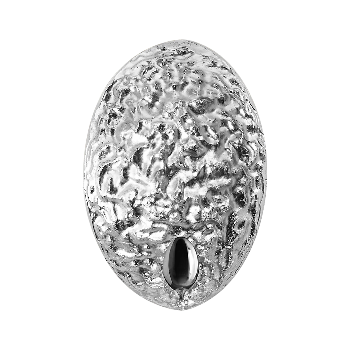 Nahaufnahme der silbernen Stchu-Moon 05 Wandleuchte von Catellani & Smith mit strukturierter Oberfläche und Lichtquelle.