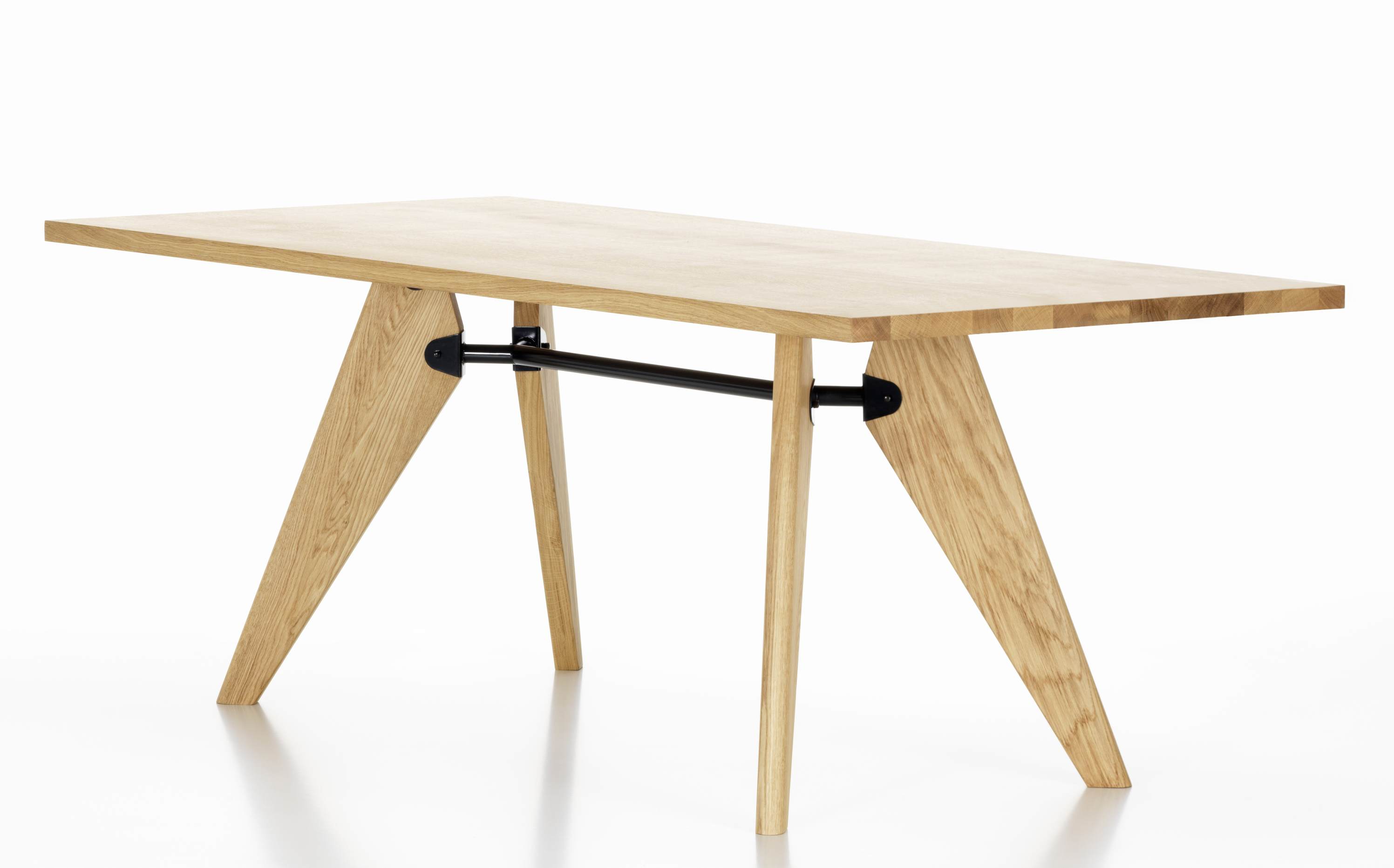 Table S.A.M Bois Tisch von Vitra, 90 x 260 cm, Holztisch mit schwarzem Gestell.