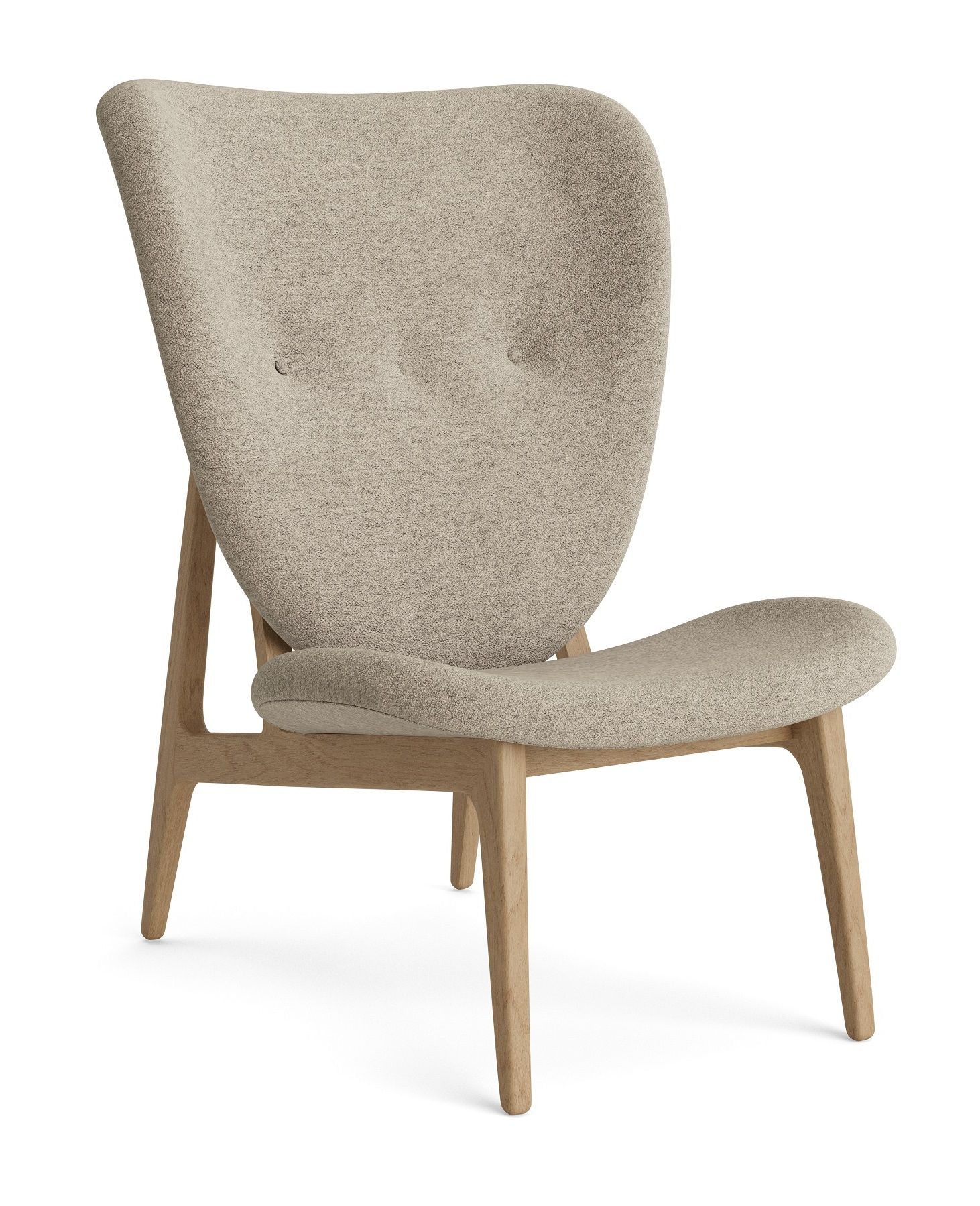 Beiger Elephant Lounge Chair Sessel von NORR11 mit Holzgestell, moderner skandinavischer Sessel für Wohnzimmer.