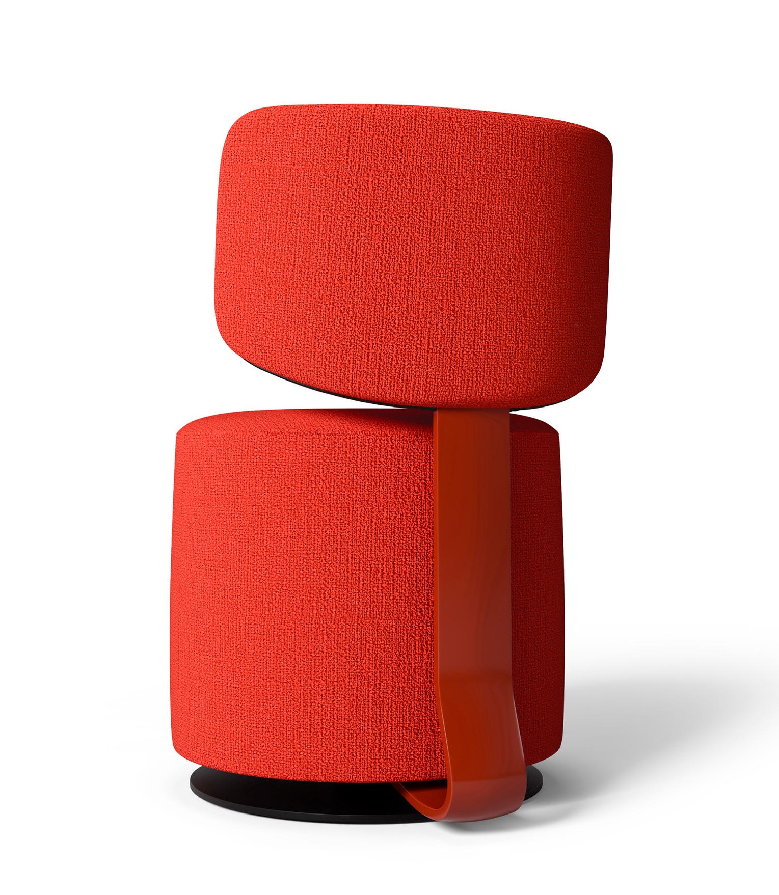 Roter Tamburound Sessel von Cassina, moderner drehbarer Stoff Sessel für Wohnzimmer und Büro.