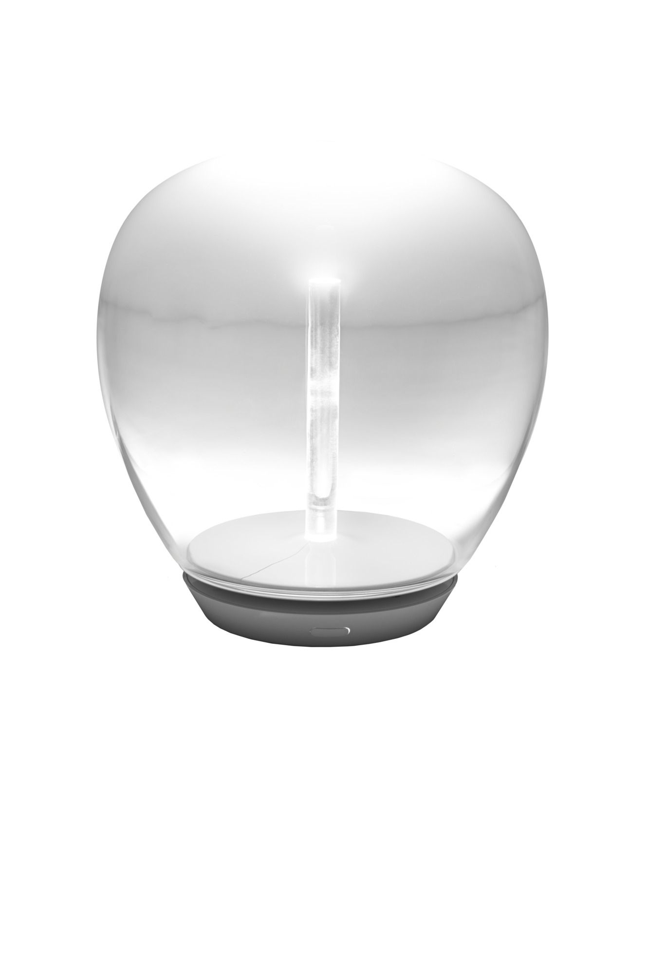 Empatia Tischleuchte von Artemide: Moderne Lampe mit transparentem Glaskörper und zentralem Lichtelement.