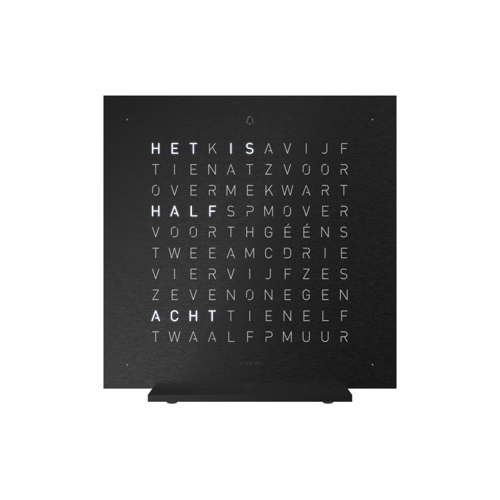 Earth 13.5 Steel Series Tischuhr / Zeitobjekt Niederländisch QLOCKTWO