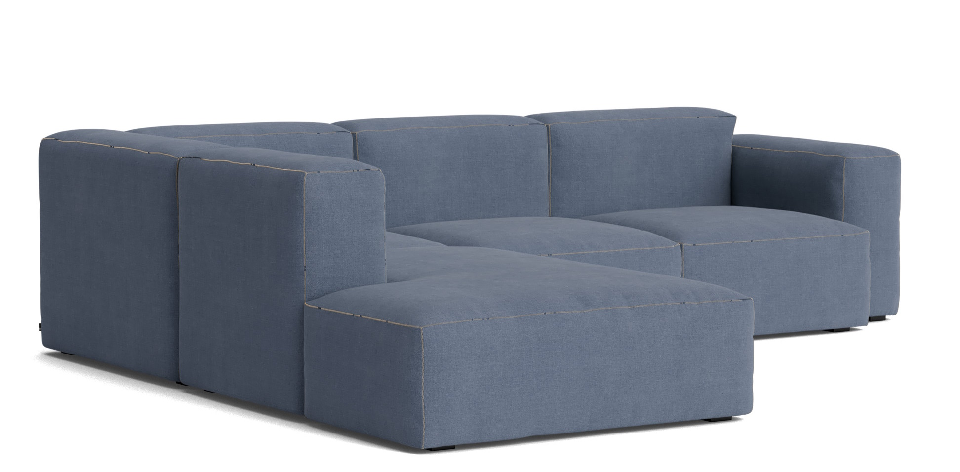 Mags Soft Sofa Corner Combination 2 low Armrest links Hay Stoff Linara 198 mit Beige Naht
