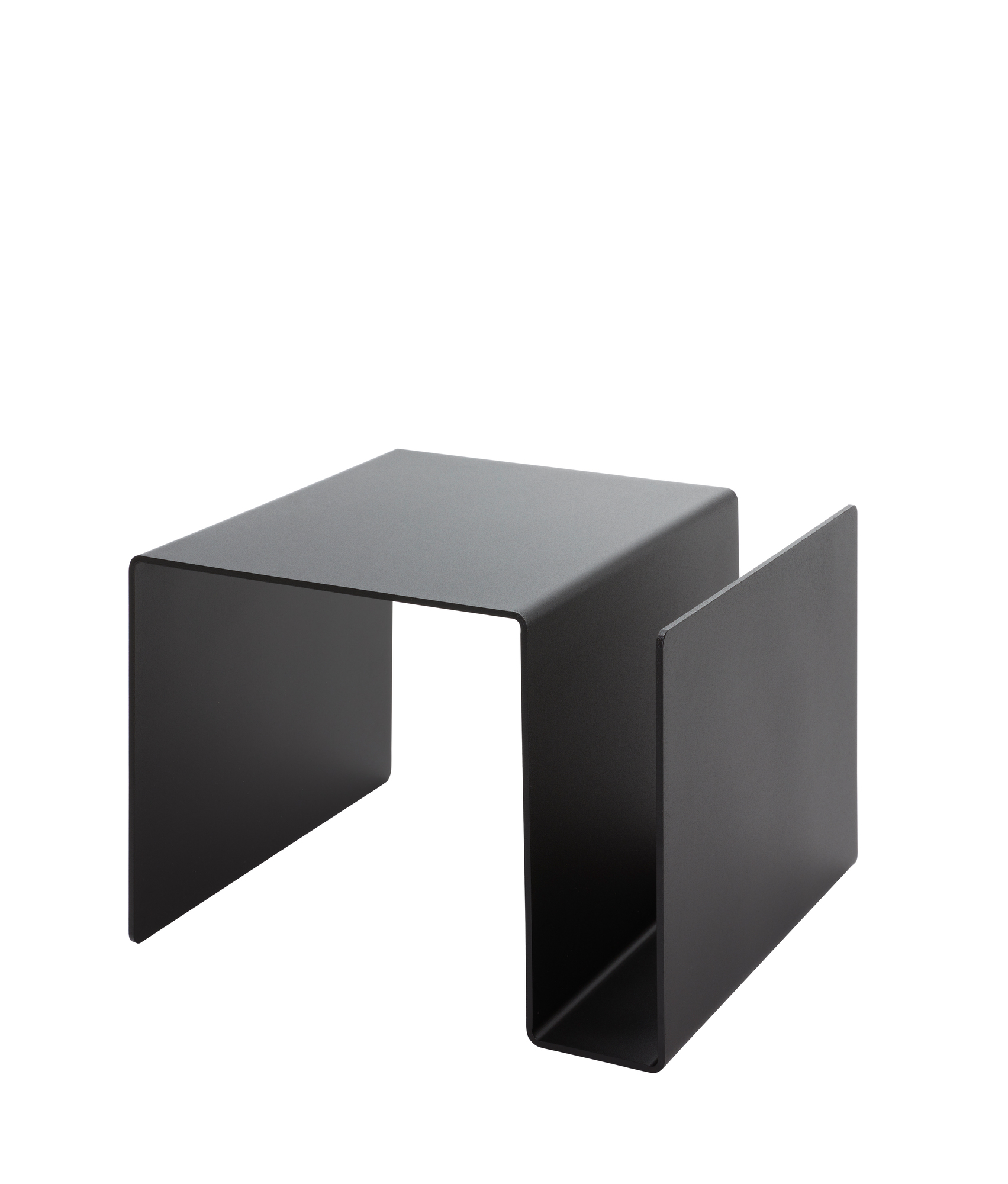 Schwarzer Huk Beistelltisch von Müller Möbelwerkstätten, multifunktional mit Magazinablage, modernes Möbeldesign.