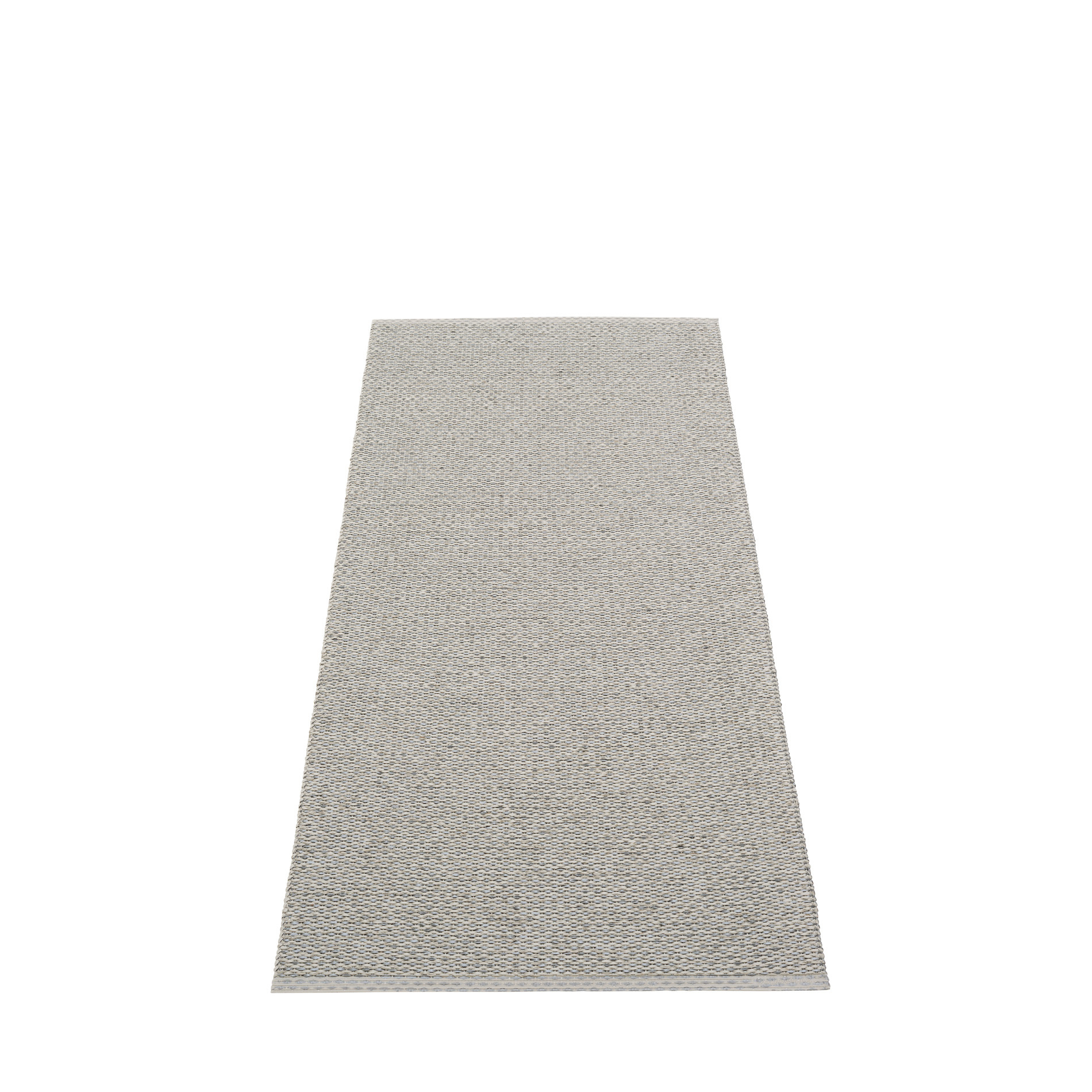 Svea Kunststoffteppich in warmem Grau, Größe 70x160 cm, ideal für Innen- und Außenbereiche.