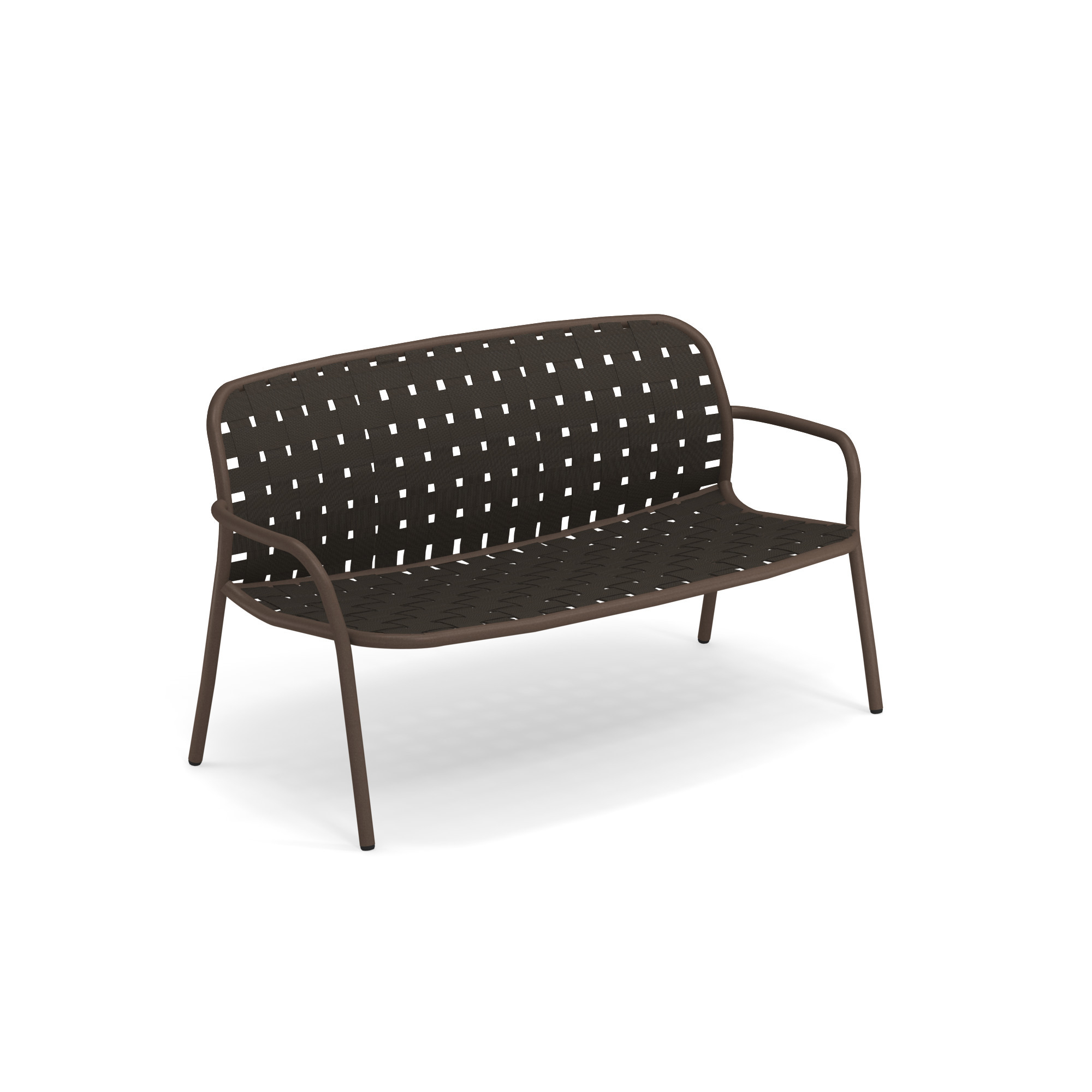 Yard Sofa 2-Sitzer Bank emu indian-braun, Gartenmöbel aus Metall mit geflochtener Sitzfläche.