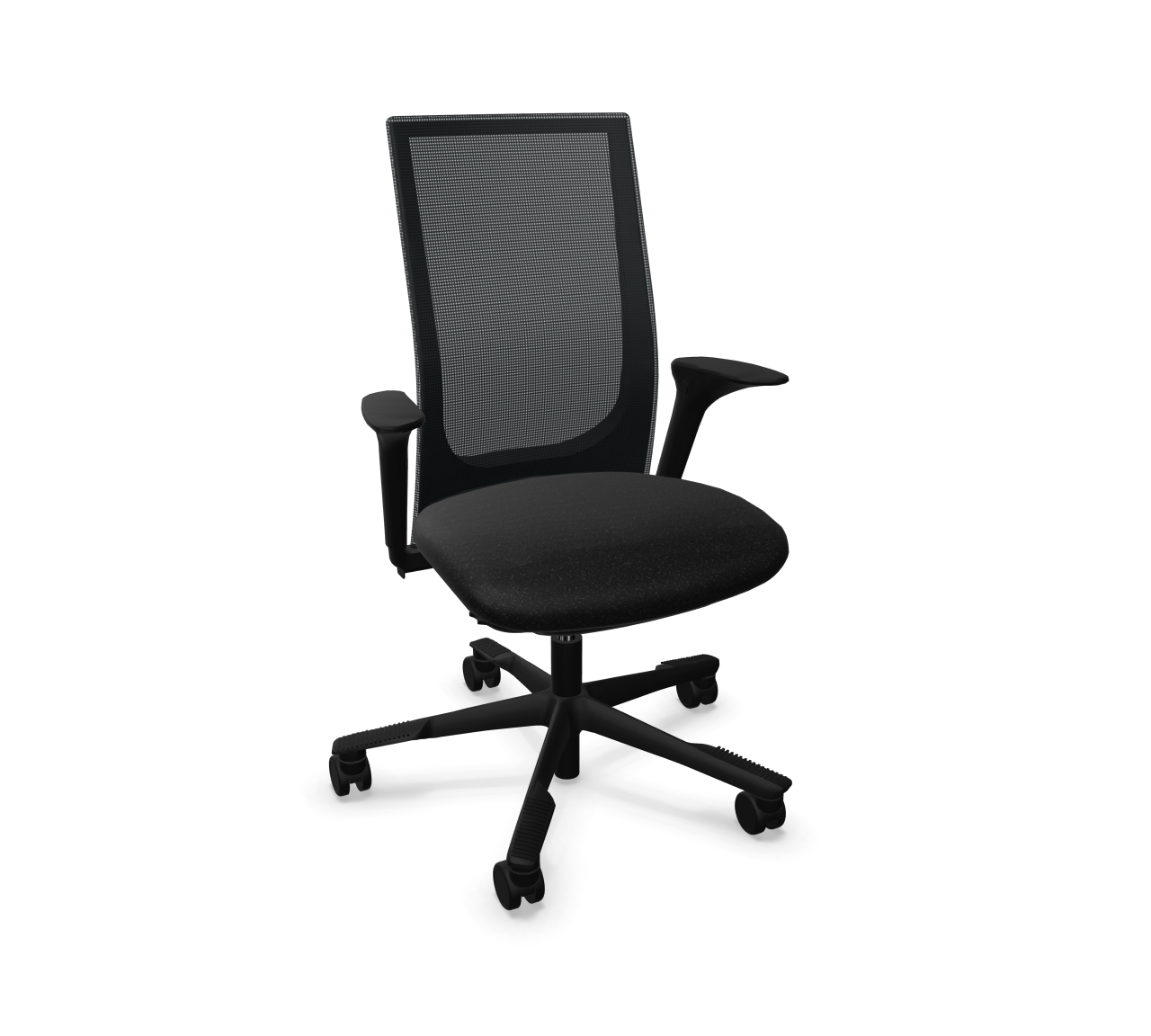 Schwarzer Futu Arbeitsstuhl mit Netzrücken, ergonomisch und modern für das Büro oder Homeoffice.