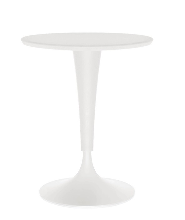 Weißer Dr. NA Tisch von Kartell, runder Beistelltisch für Wohnzimmer und moderne Einrichtung.