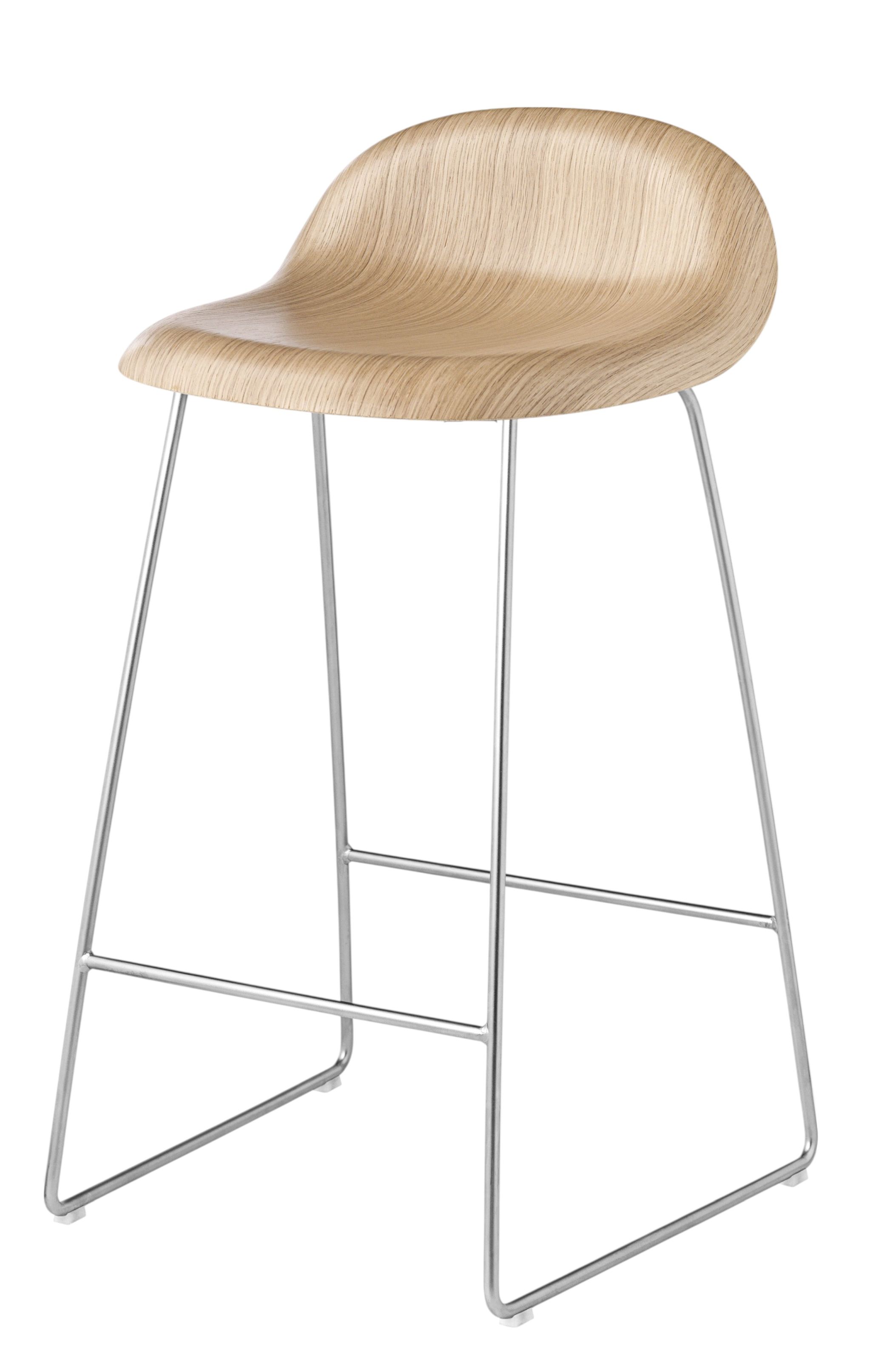 3D Barhocker 65 Eiche - Sledge Base Edelstahl - Kunststoffgleiter Gubi