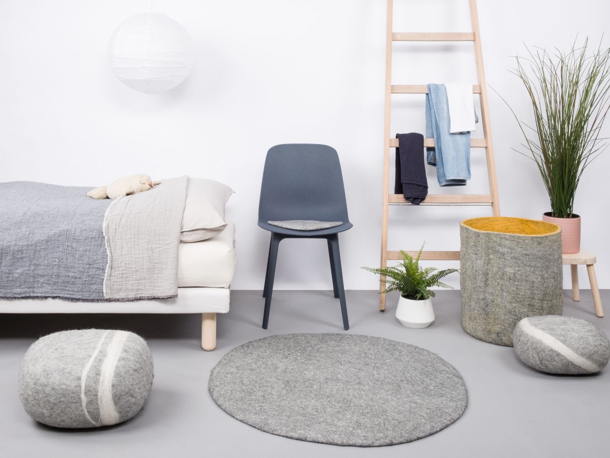 Mono Rund Filzteppich Ø 160 cm myfelt Carl (grau meliert)