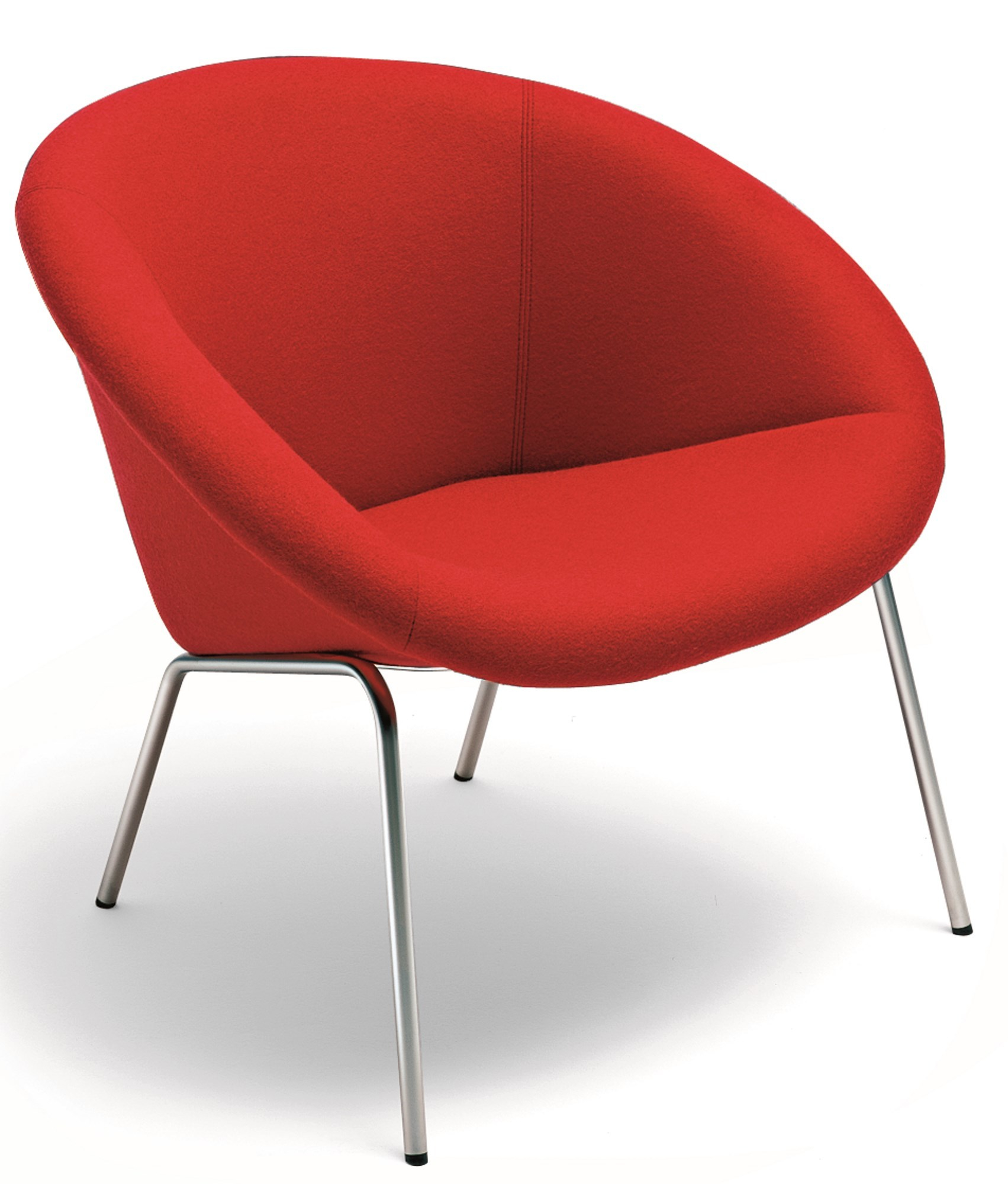 Roter 369 Sessel von Walter Knoll mit Stahlbeinen, moderner Design Sessel für Wohnzimmer.