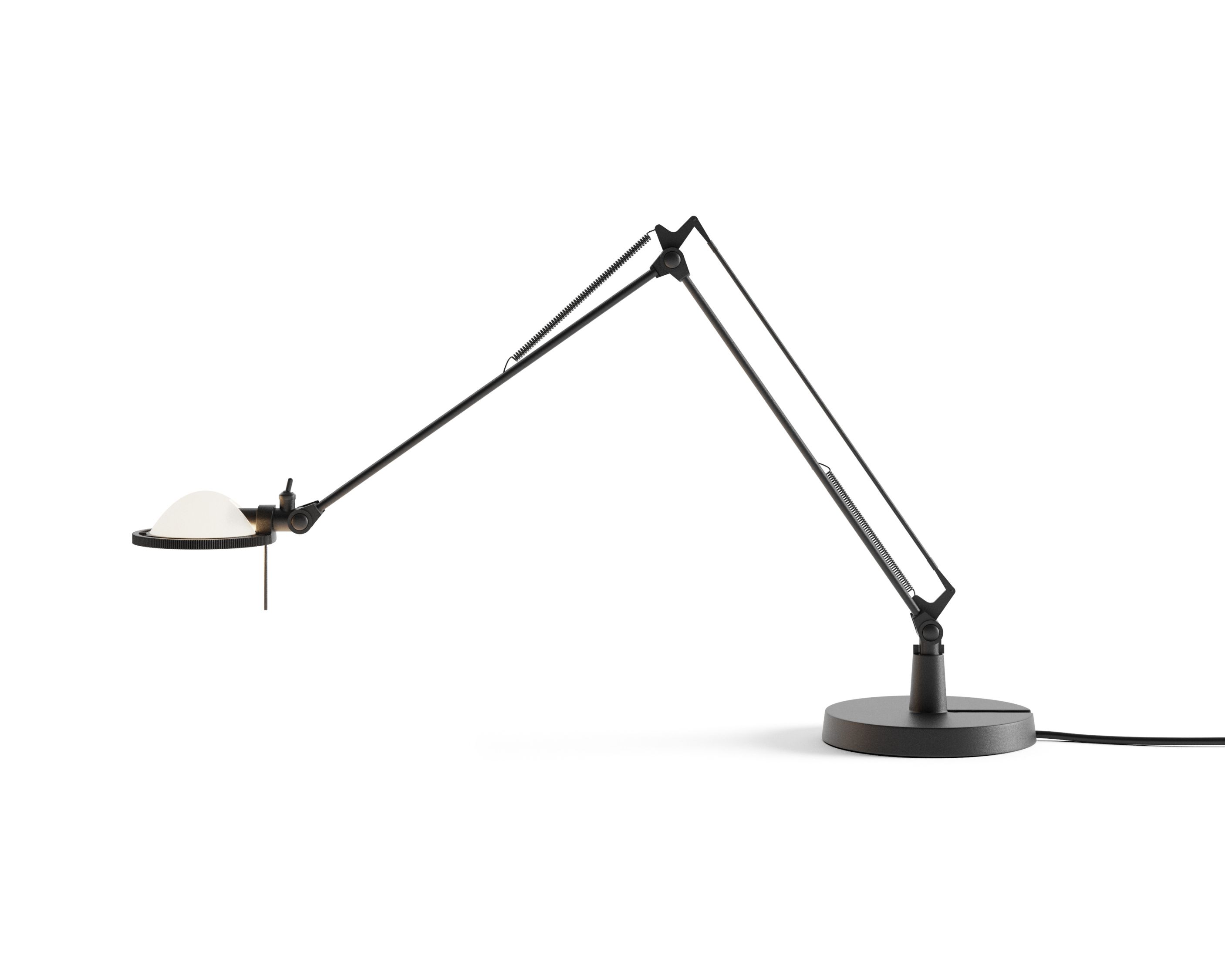 Schwarze D12 Berenice Tischleuchte von Luceplan, eine moderne Arbeitsleuchte mit verstellbarem Arm.