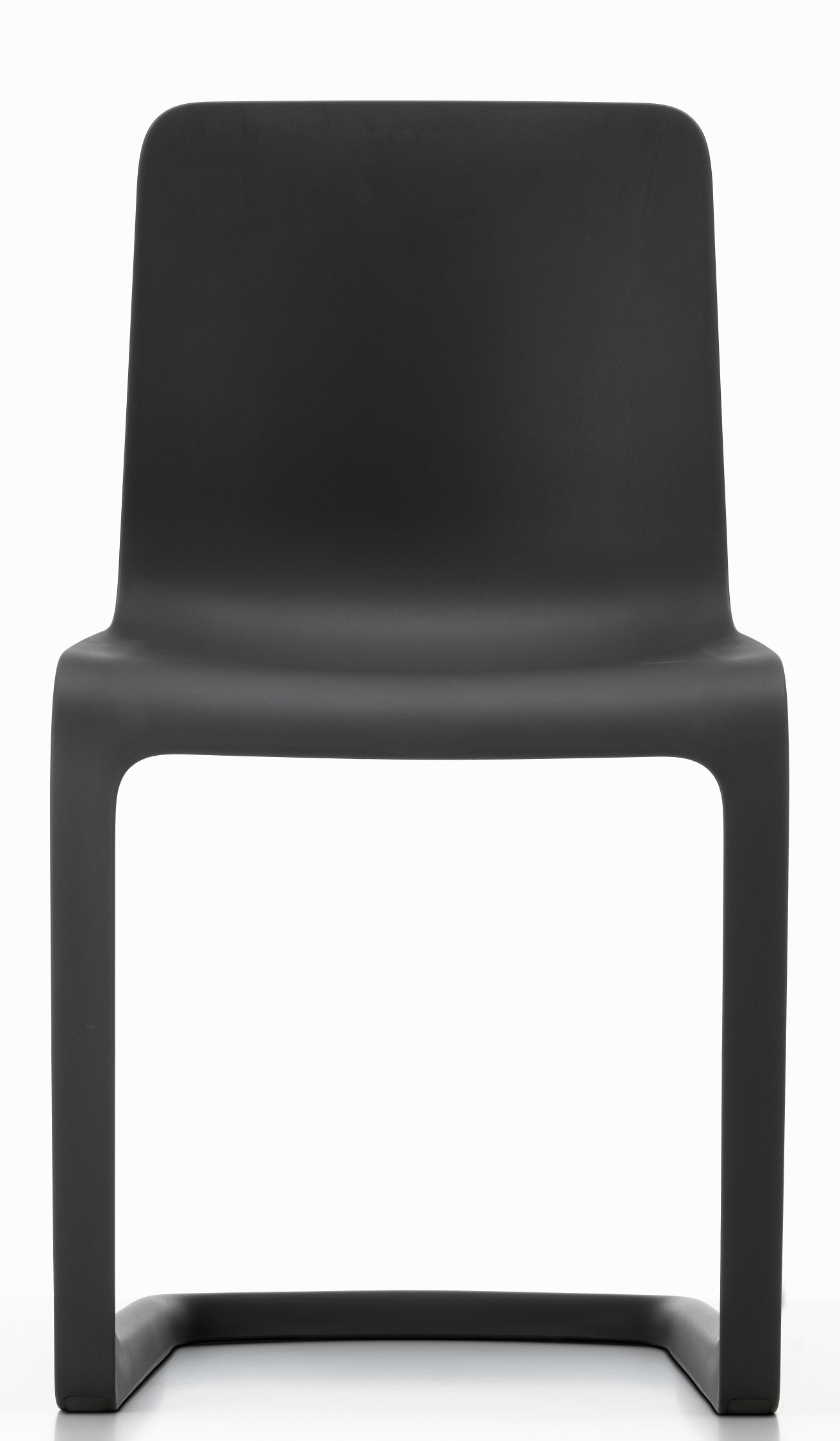 Schwarzer Evo-C Stuhl von Vitra, Frontansicht. Moderner Designstuhl für Esszimmer und Büro.