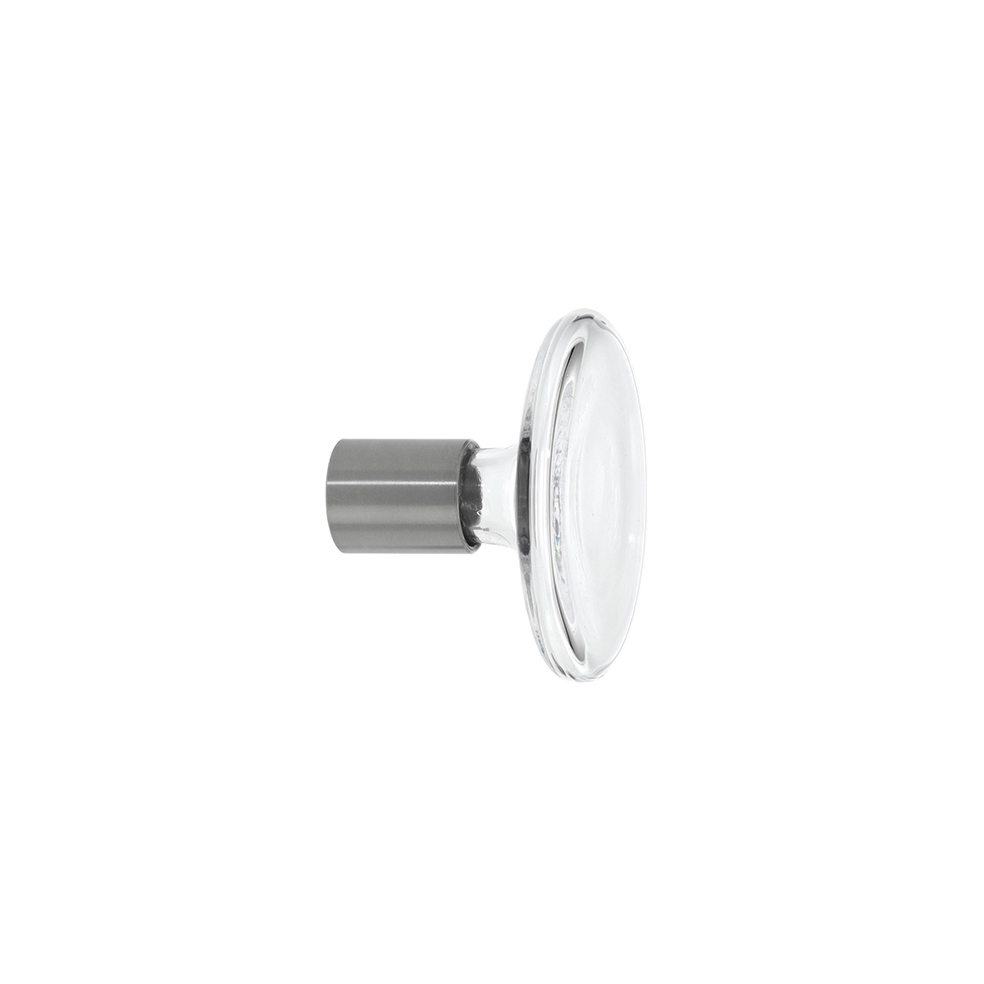 Schönbuch Bulb Garderobenhaken aus klarem Glas mit silberfarbener Halterung, moderner Wandhaken für Flur und Garderobe.