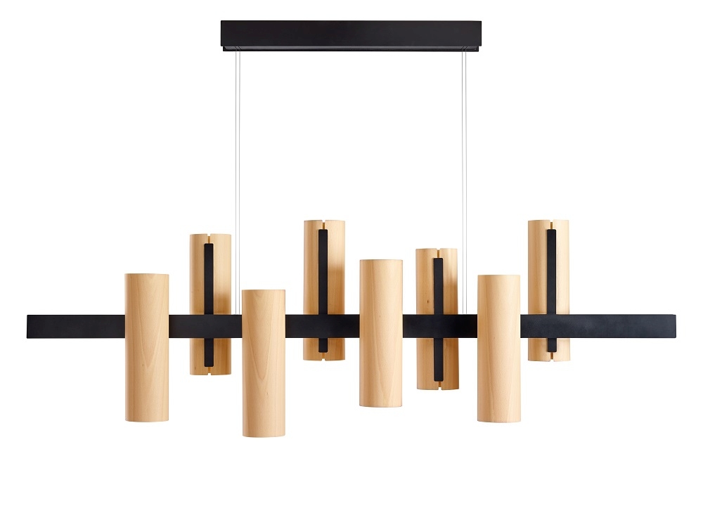 Black Note Keys Suspension LED Pendelleuchte LZF Lamps Schwarz Buche natur Bluetooth