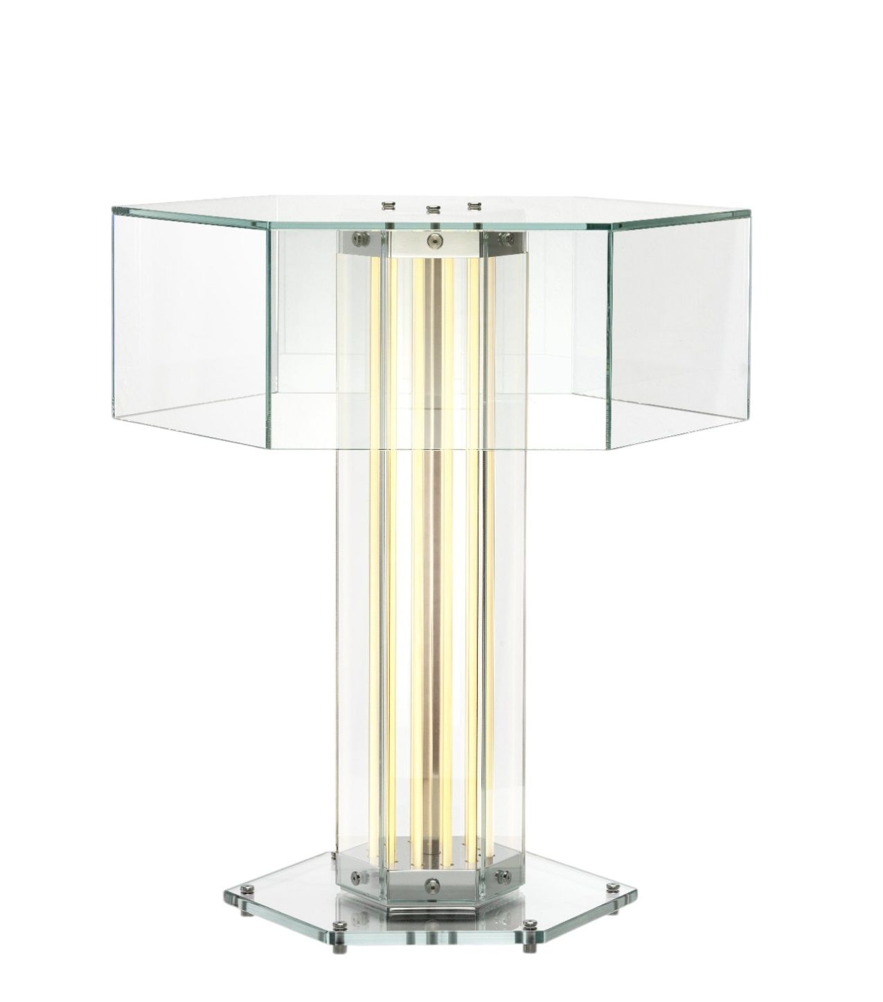 Superwire T Tischleuchte von Flos: Moderne Tischlampe aus Glas mit zentraler Beleuchtung.