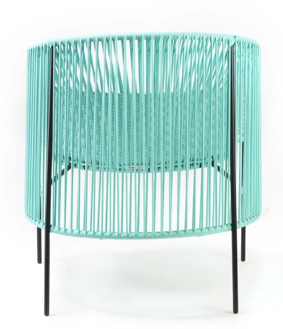 Caribe Lounge Chair: Türkis-grüner Outdoor Sessel mit schwarzem Gestell, modernes Design für Garten und Terrasse.